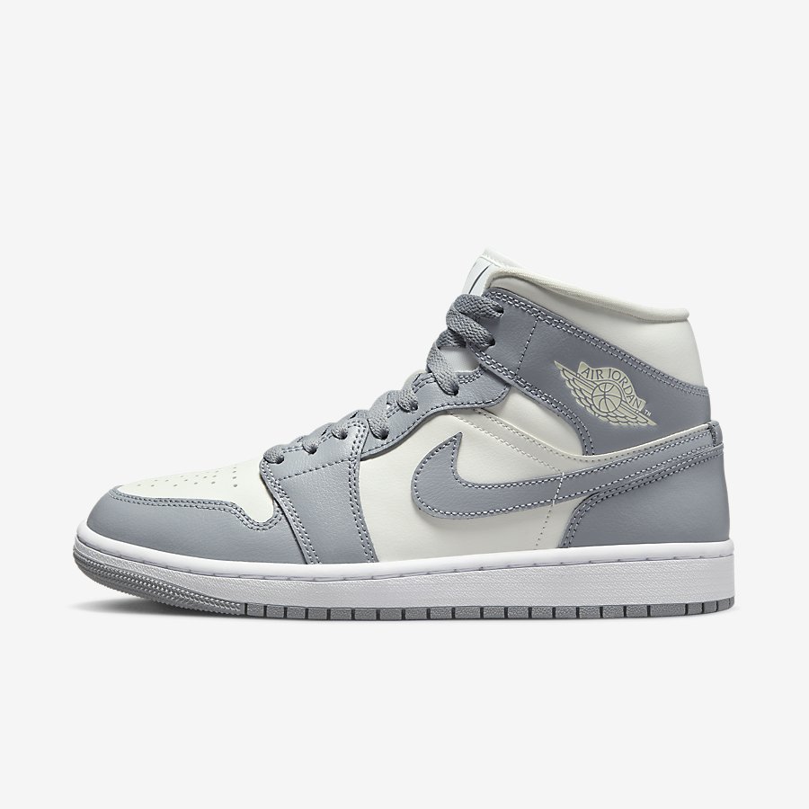 Giày Nike Air Jordan 1 Mid Nữ Trắng Xám