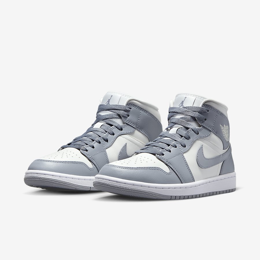 Giày Nike Air Jordan 1 Mid Nữ Trắng Xám