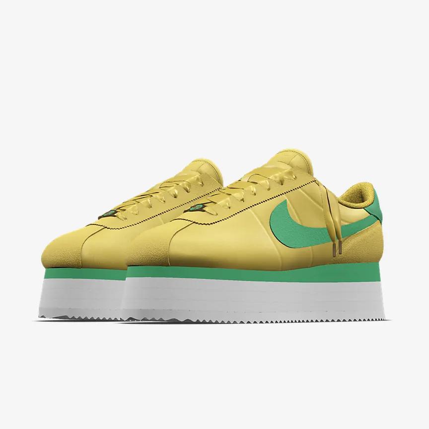 Giày Nike Cortez Platform Unlocked By You Nữ Vàng