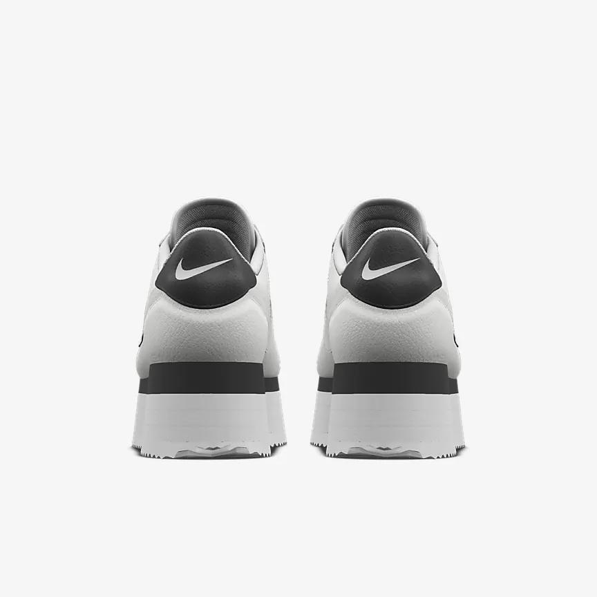 Giày Nike Cortez Platform Unlocked By You Nữ Trắng Đen