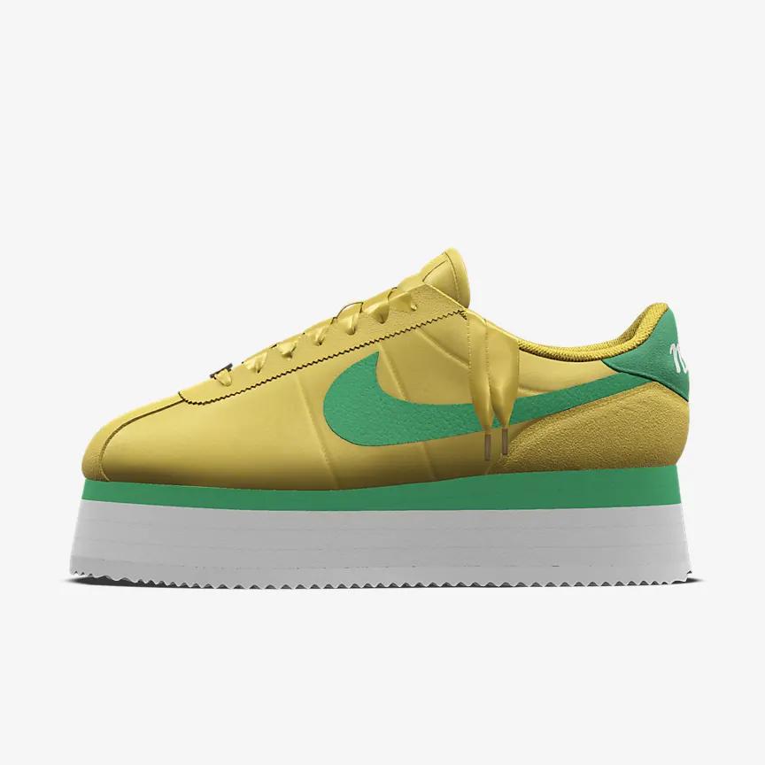 Giày Nike Cortez Platform Unlocked By You Nữ Vàng