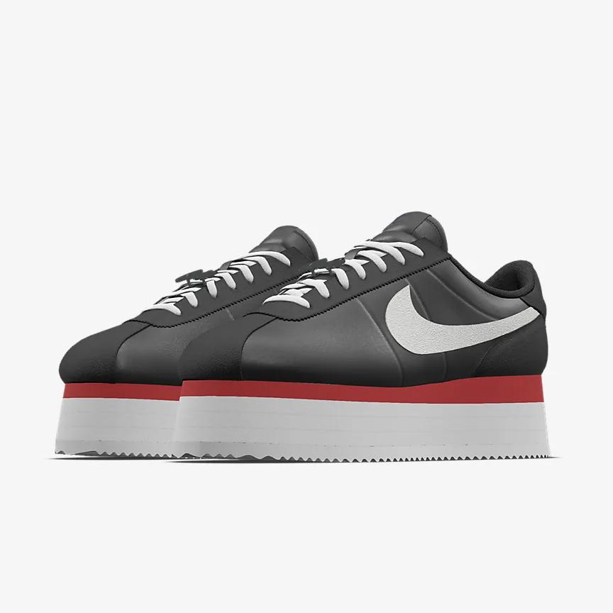 Giày Nike Cortez Platform Unlocked By You Nữ Đen