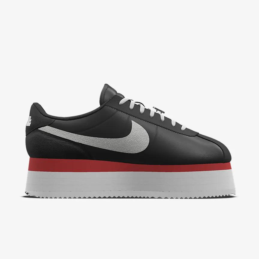 Giày Nike Cortez Platform Unlocked By You Nữ Đen