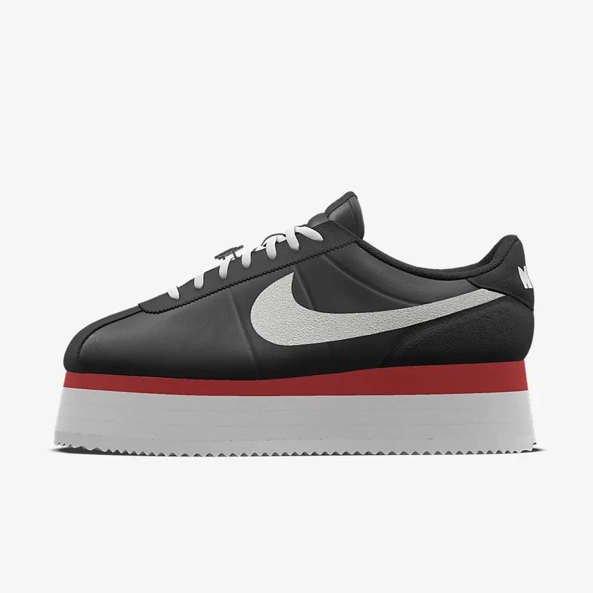 Giày Nike Cortez Platform Unlocked By You Nữ Đen