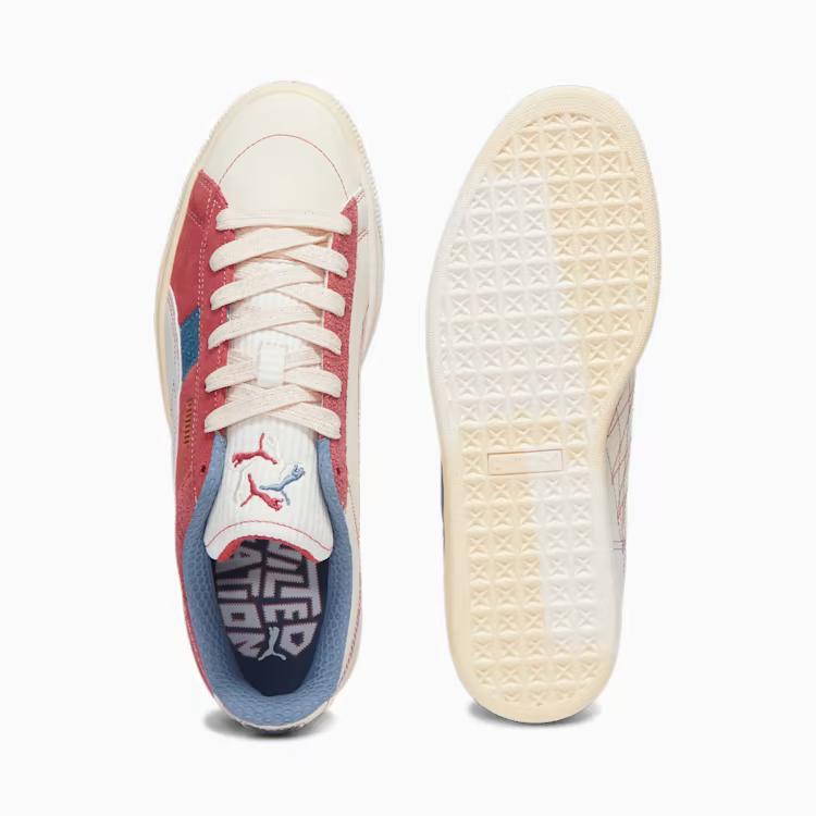 Giày Puma Suede Quilted Nation Sneakers Nam Trắng Xanh Đỏ