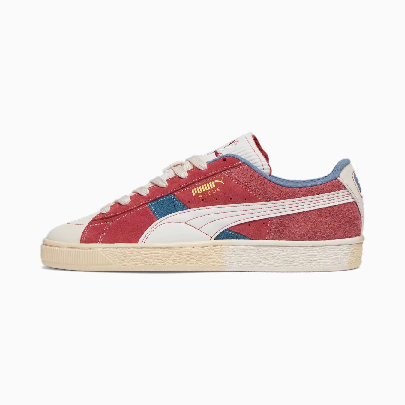 Giày Puma Suede Quilted Nation Sneakers Nam Trắng Xanh Đỏ