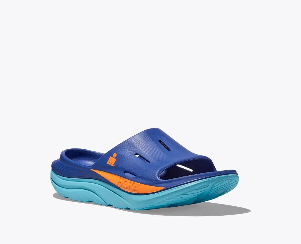 Dép Hoka Ironman Ora Recovery Slide Nam Xanh