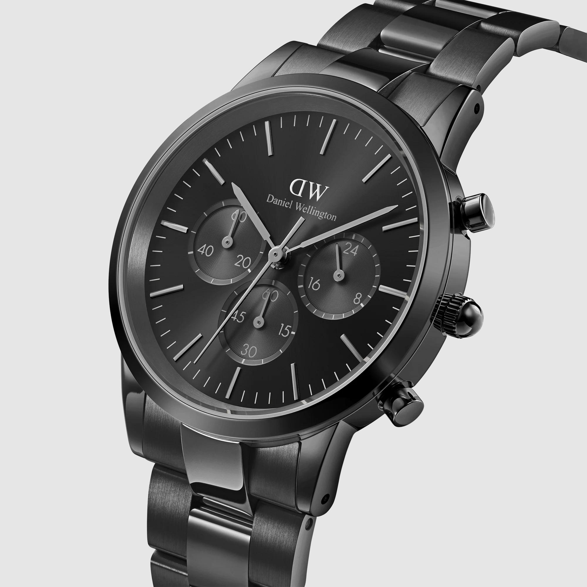 Đồng Hồ Dw Daniel Wallington Iconic Chronograph Link Onyx B Nam Đen