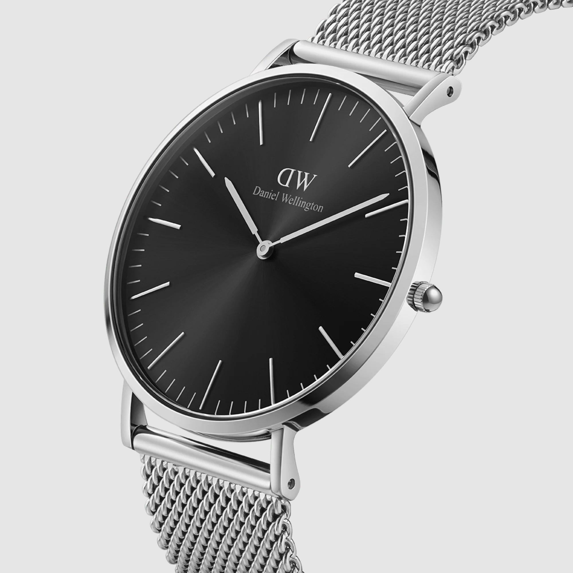 Đồng Hồ Dw Daniel Wallington Classic Mesh Onyx Nam Bạc