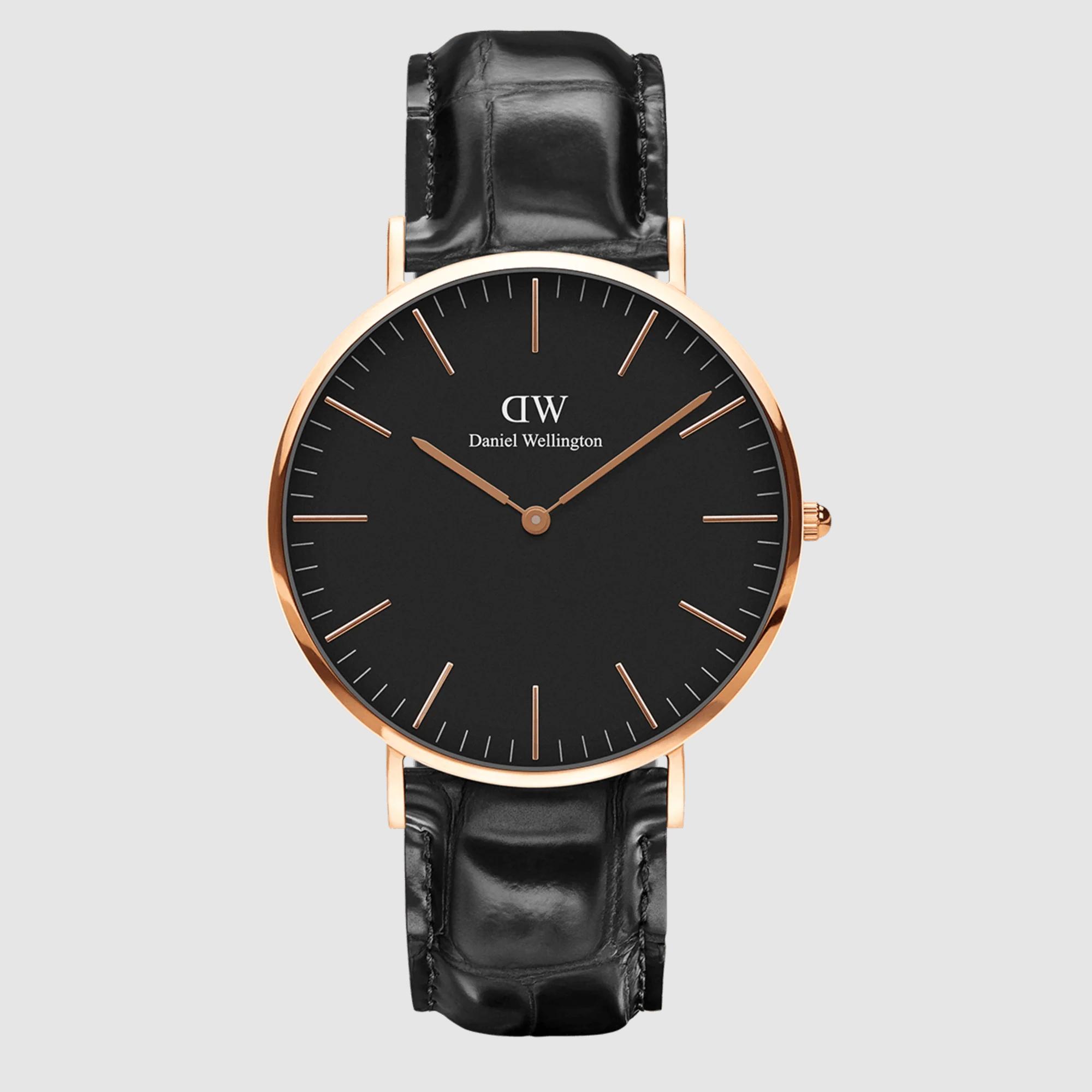 Đồng Hồ Dw Daniel Wallington Classic Reading Nam Đen Vàng Hồng