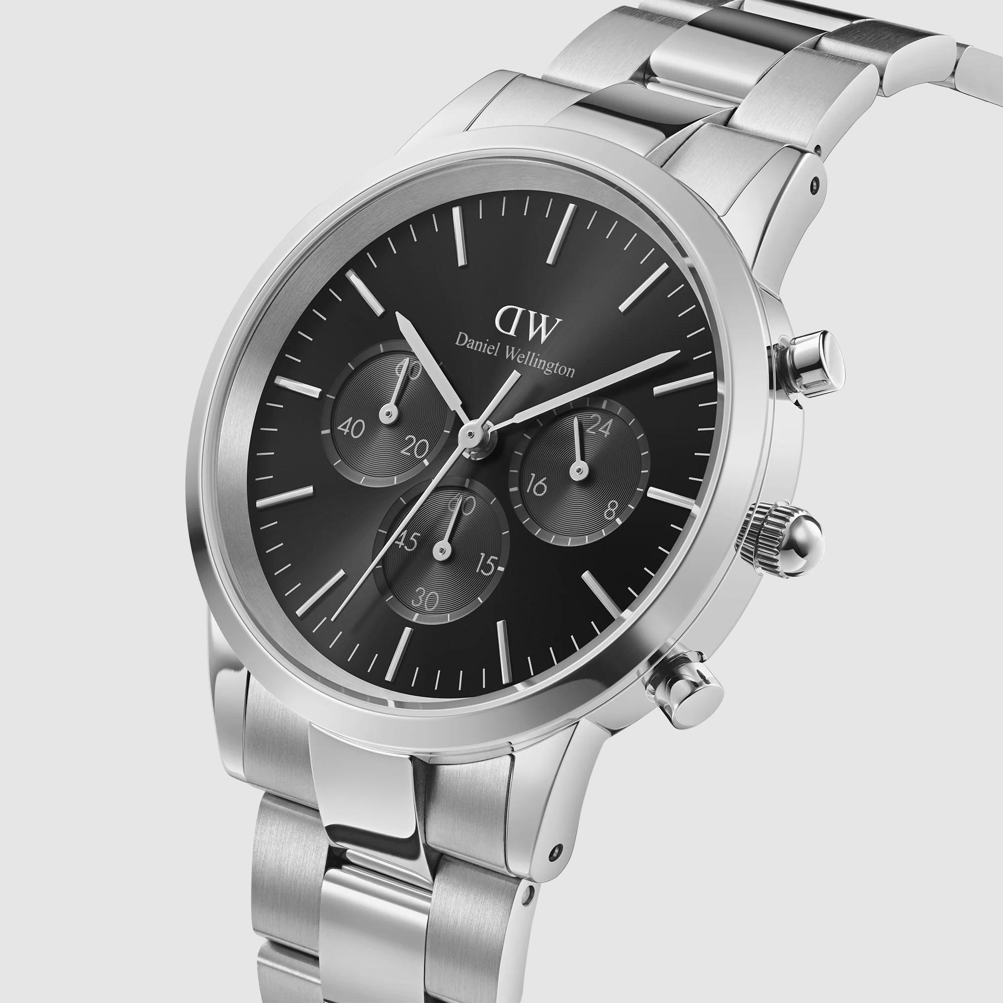 Đồng Hồ Dw Daniel Wallington Iconic Chronograph Link Onyx S Nam Bạc