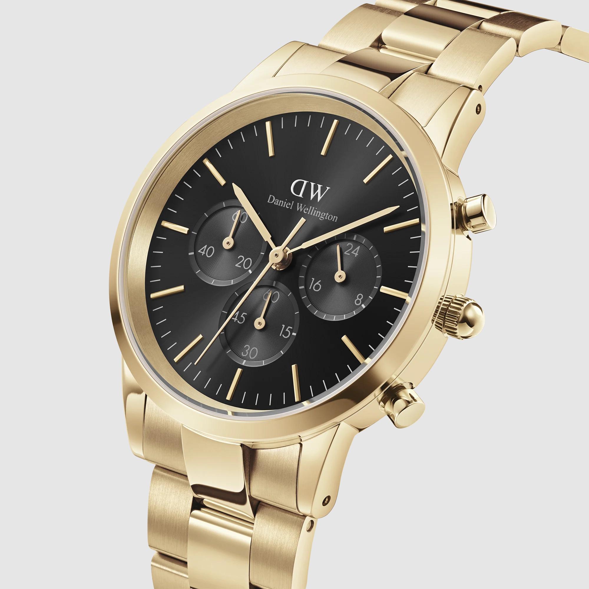 ĐồNg Hồ Dw Daniel Wallington Iconic Chronograph Link Onyx G Nam Vàng