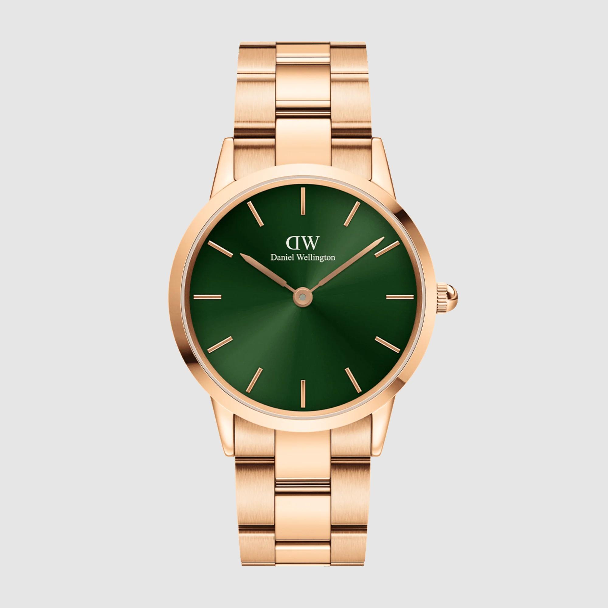 Đồng Hồ Dw Daniel Wallington Iconic Link Emerald Nữ Vàng Hồng