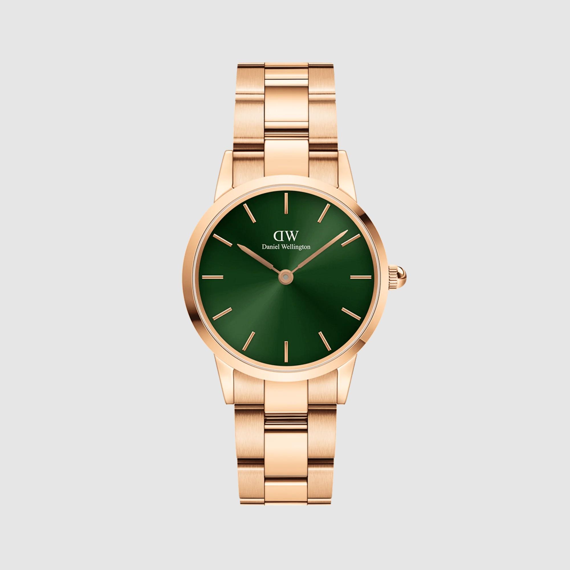 Đồng Hồ Dw Daniel Wallington Iconic Link Emerald Nữ Vàng Hồng