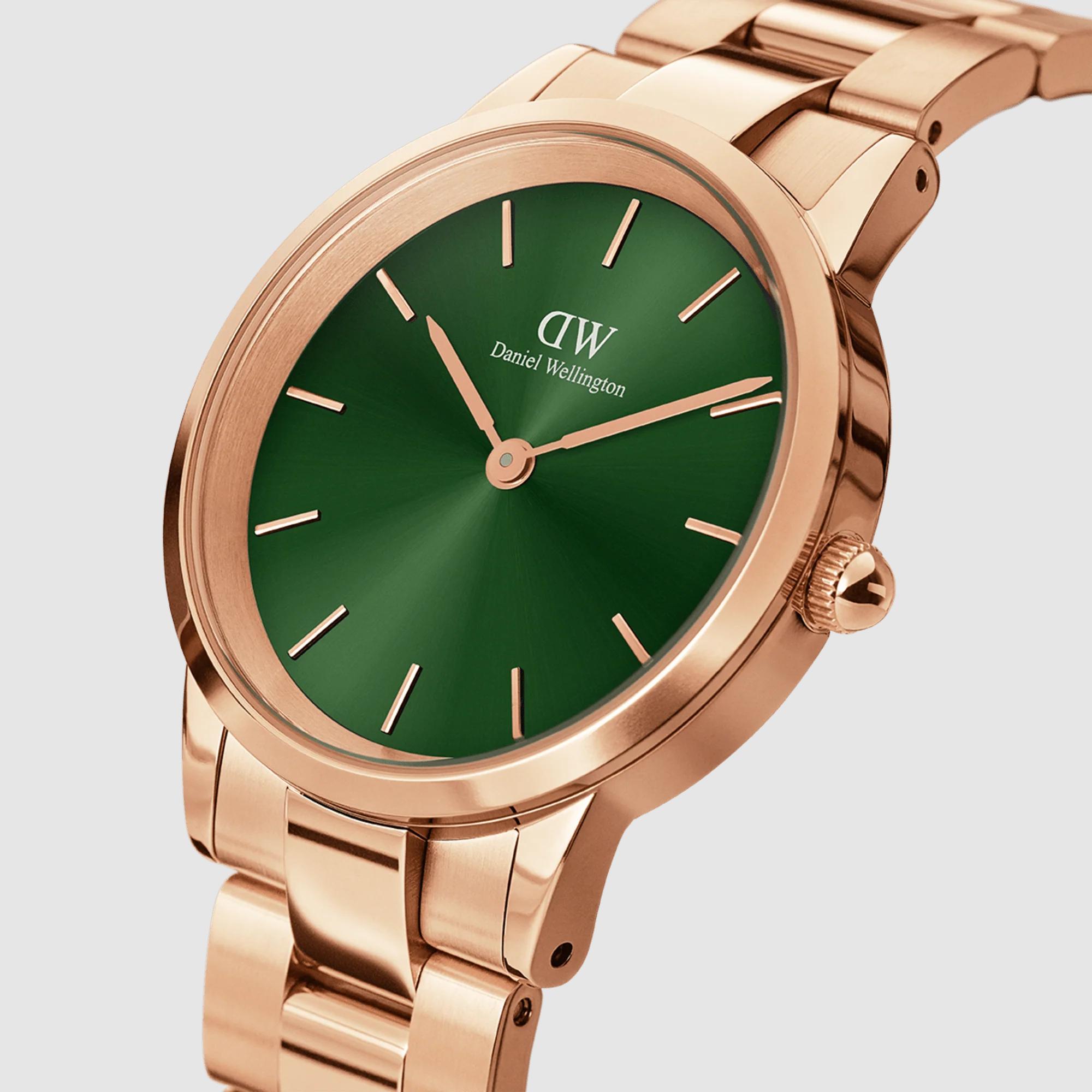 Đồng Hồ Dw Daniel Wallington Iconic Link Emerald Nữ Vàng Hồng