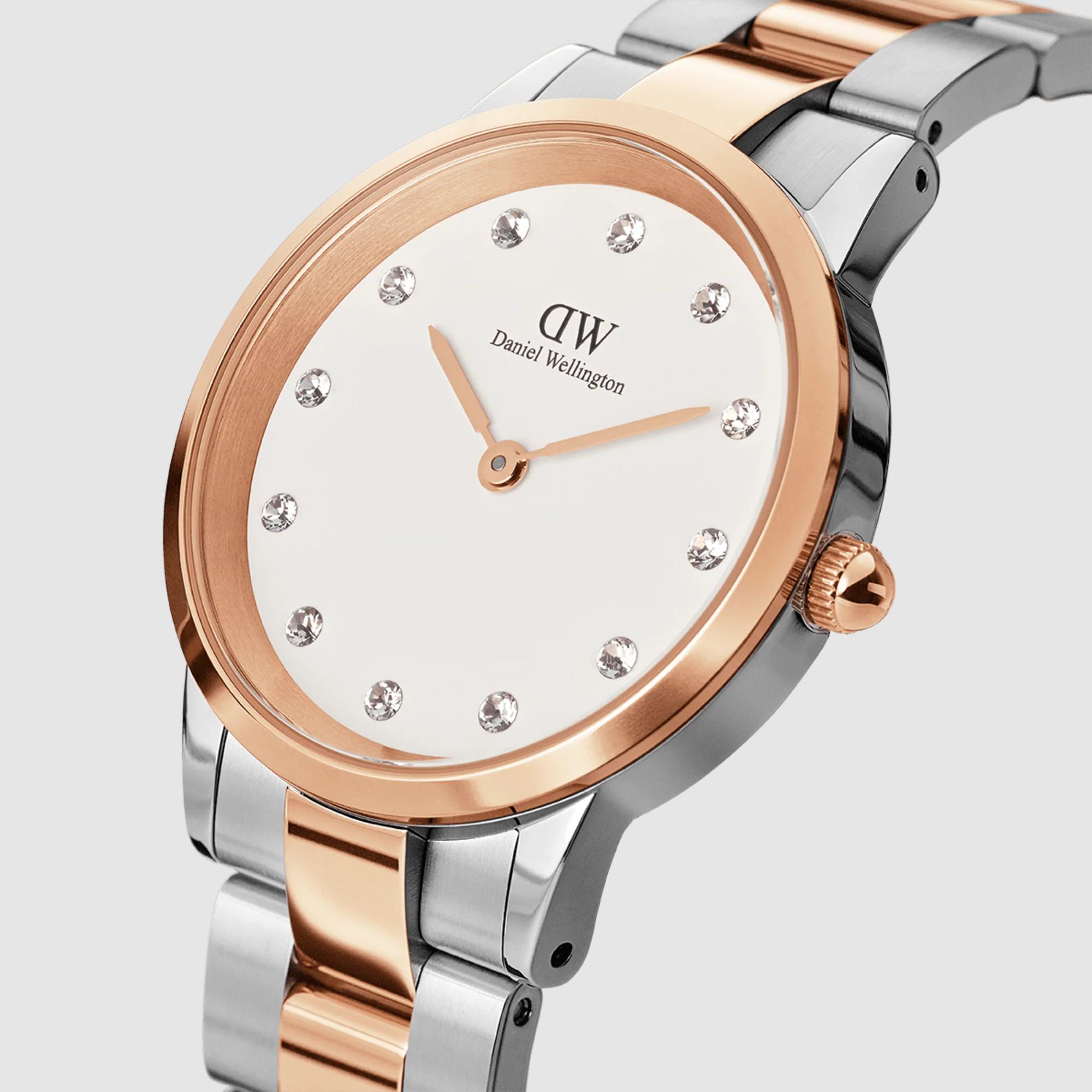 Đồng Hồ Dw Daniel Wallington Iconic Link Lumine Nữ Bạc Vàng Hồng