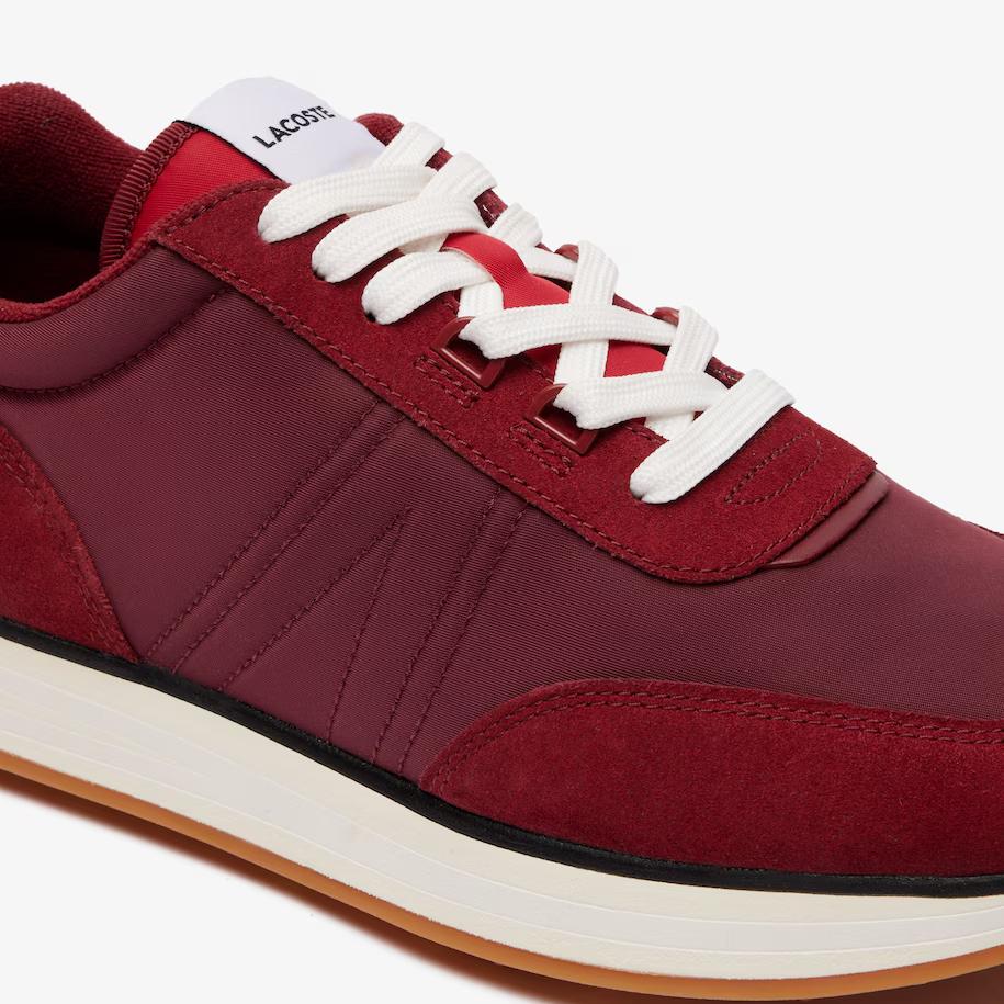 Giày Lacoste L-Spin Leather And Textile Sneakers Nam Đỏ