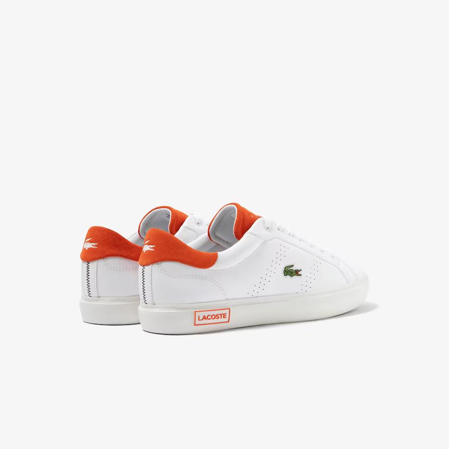 Giày Lacoste Powercourt 2.0 Orange Leather Sneakers Nam Trắng Cam