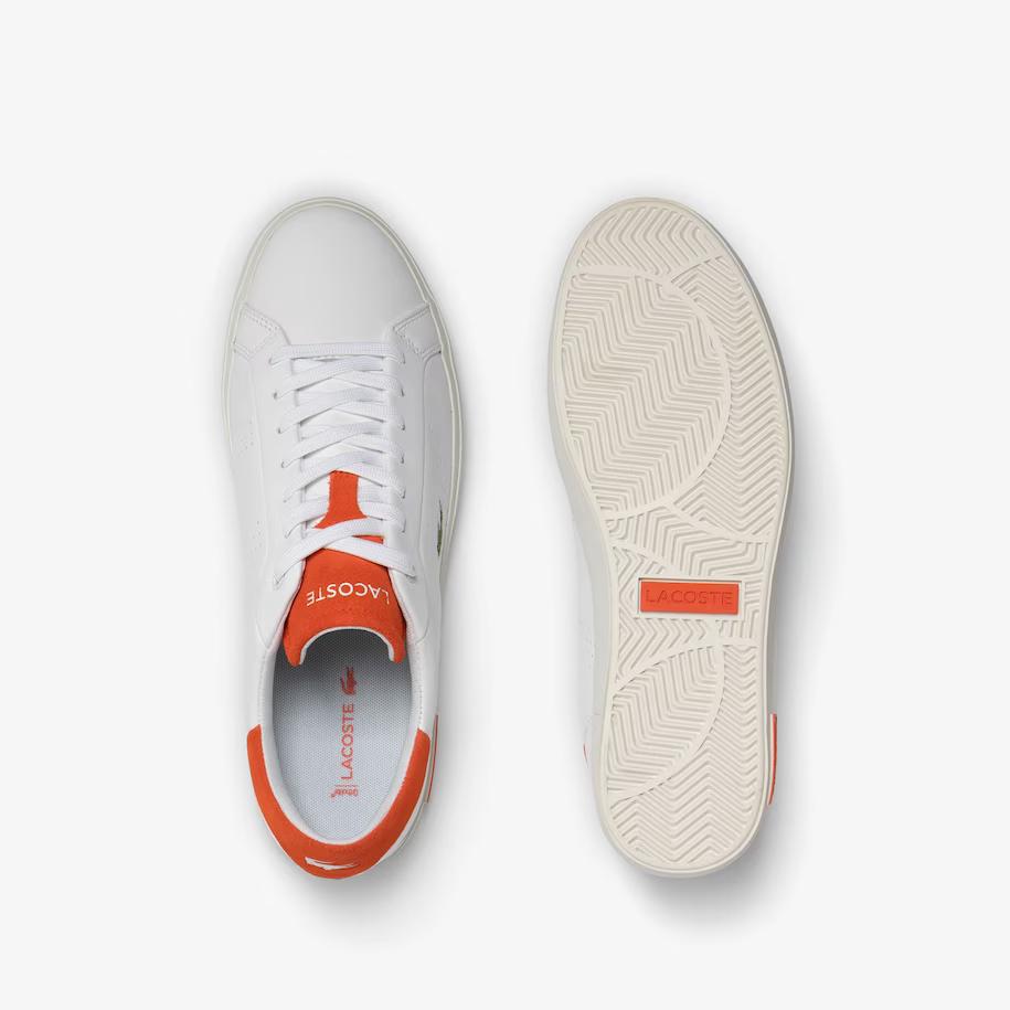 Giày Lacoste Powercourt 2.0 Orange Leather Sneakers Nam Trắng Cam