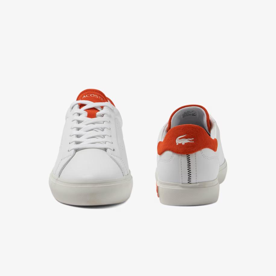 Giày Lacoste Powercourt 2.0 Orange Leather Sneakers Nam Trắng Cam