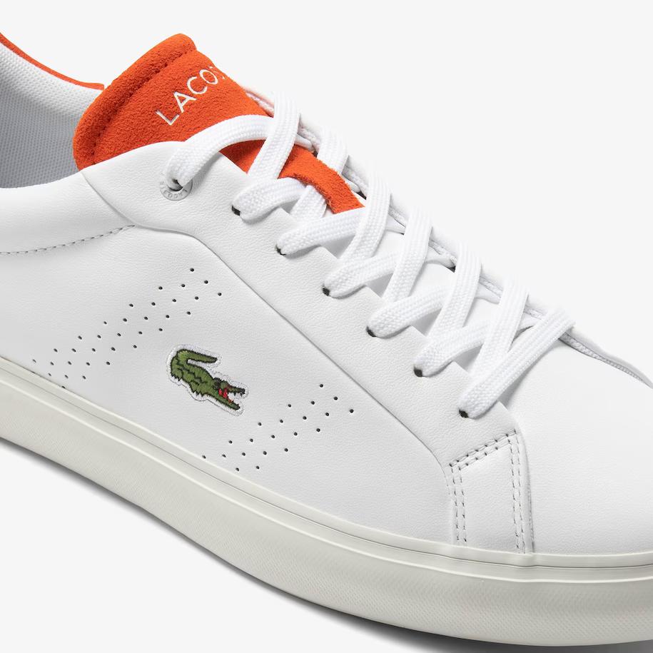 Giày Lacoste Powercourt 2.0 Orange Leather Sneakers Nam Trắng Cam