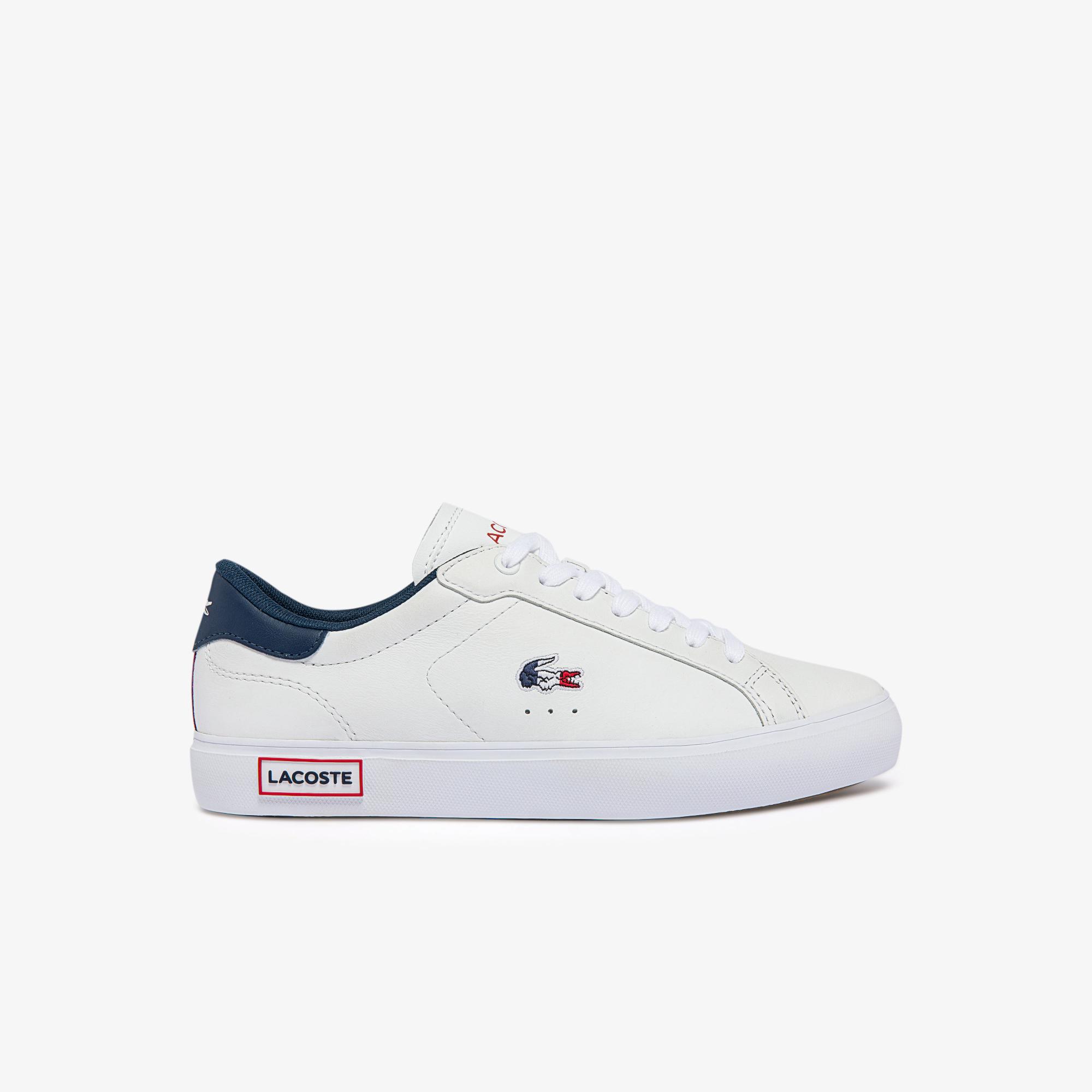 Giày Lacoste Powercourt Leather Multicolor Sneakers Nữ Trắng Xanh