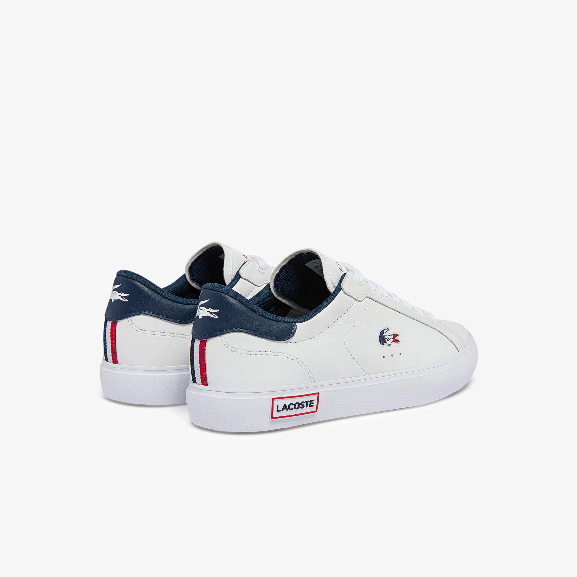 Giày Lacoste Powercourt Leather Multicolor Sneakers Nữ Trắng Xanh