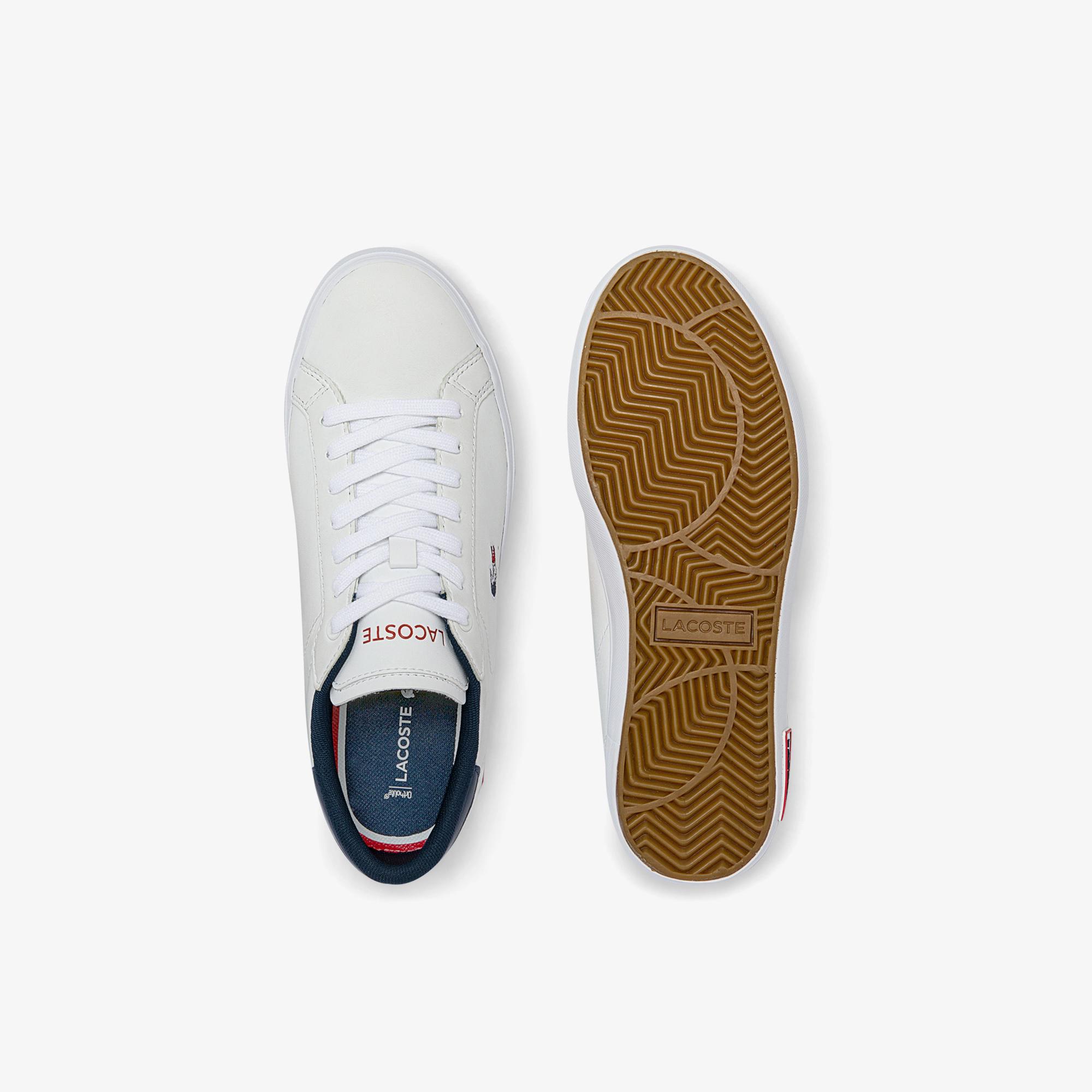 Giày Lacoste Powercourt Leather Multicolor Sneakers Nữ Trắng Xanh