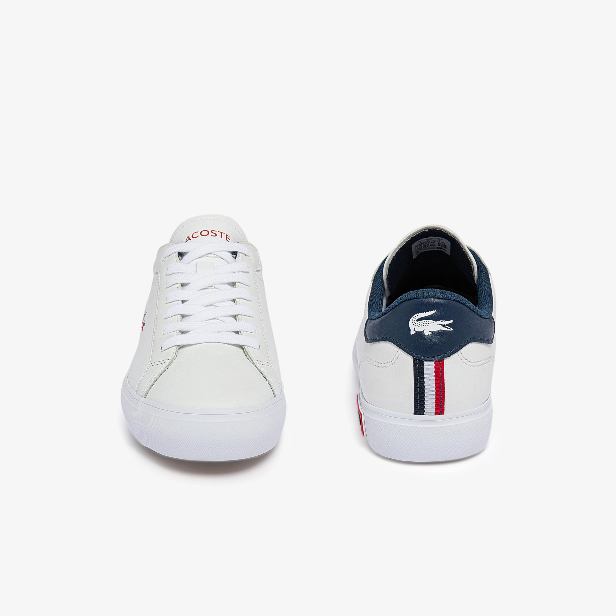 Giày Lacoste Powercourt Leather Multicolor Sneakers Nữ Trắng Xanh