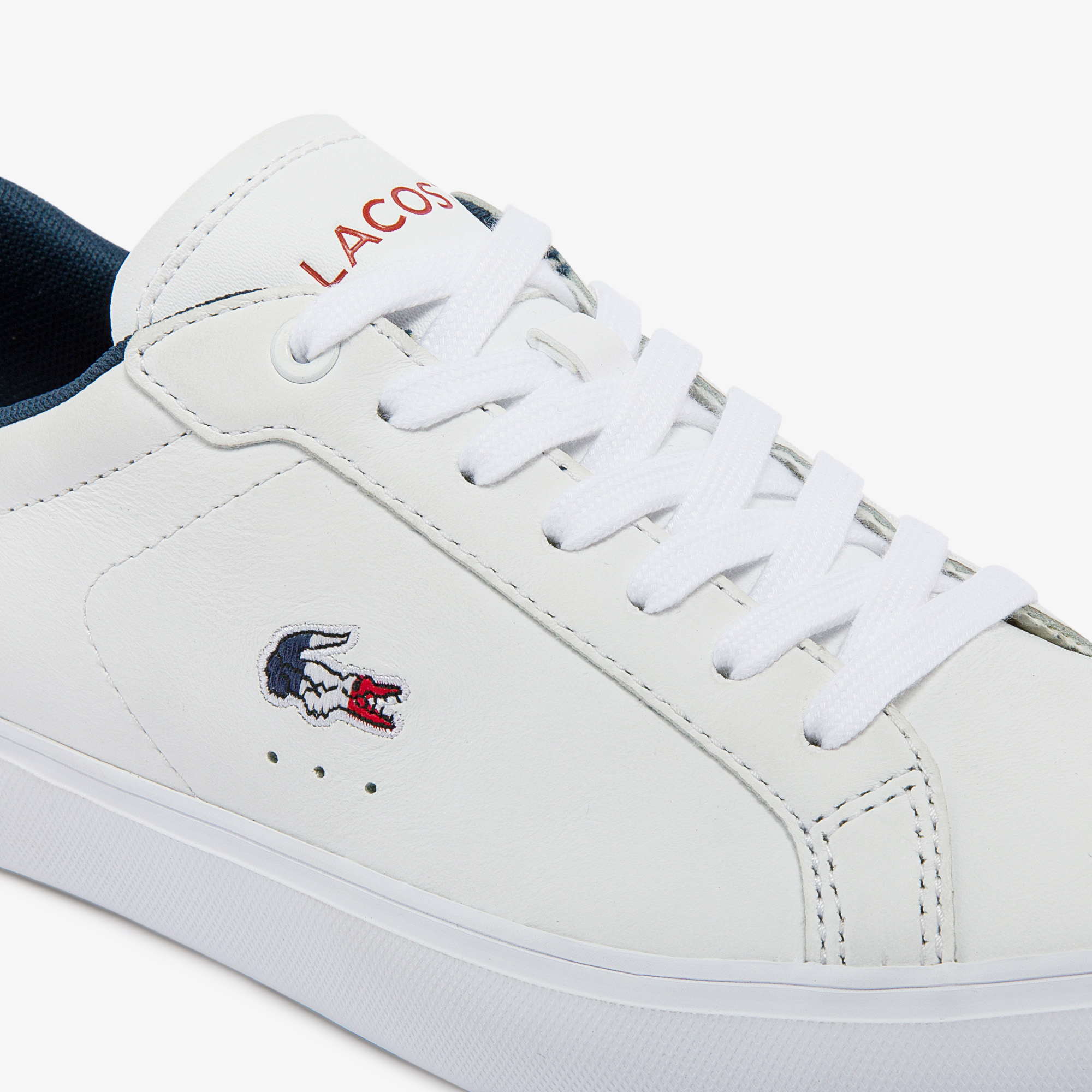 Giày Lacoste Powercourt Leather Multicolor Sneakers Nữ Trắng Xanh