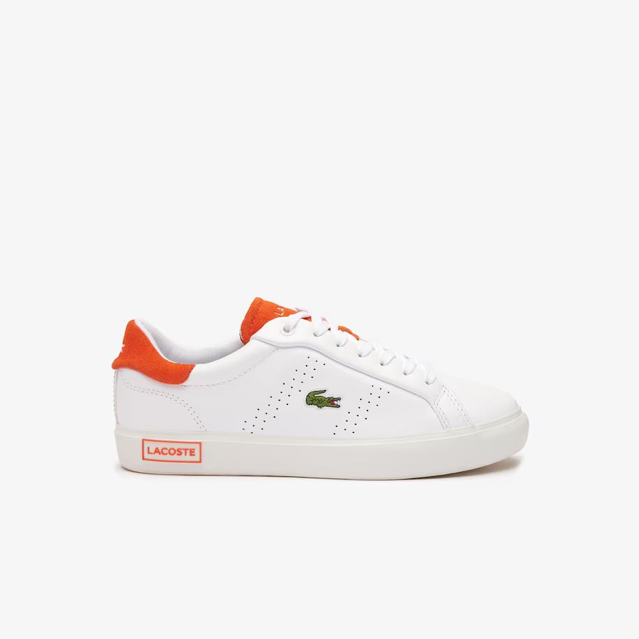 Giày Lacoste Powercourt 2.0 Orange Leather Sneakers Nữ Trắng Cam