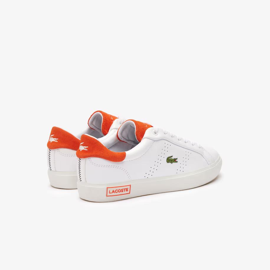 Giày Lacoste Powercourt 2.0 Orange Leather Sneakers Nữ Trắng Cam