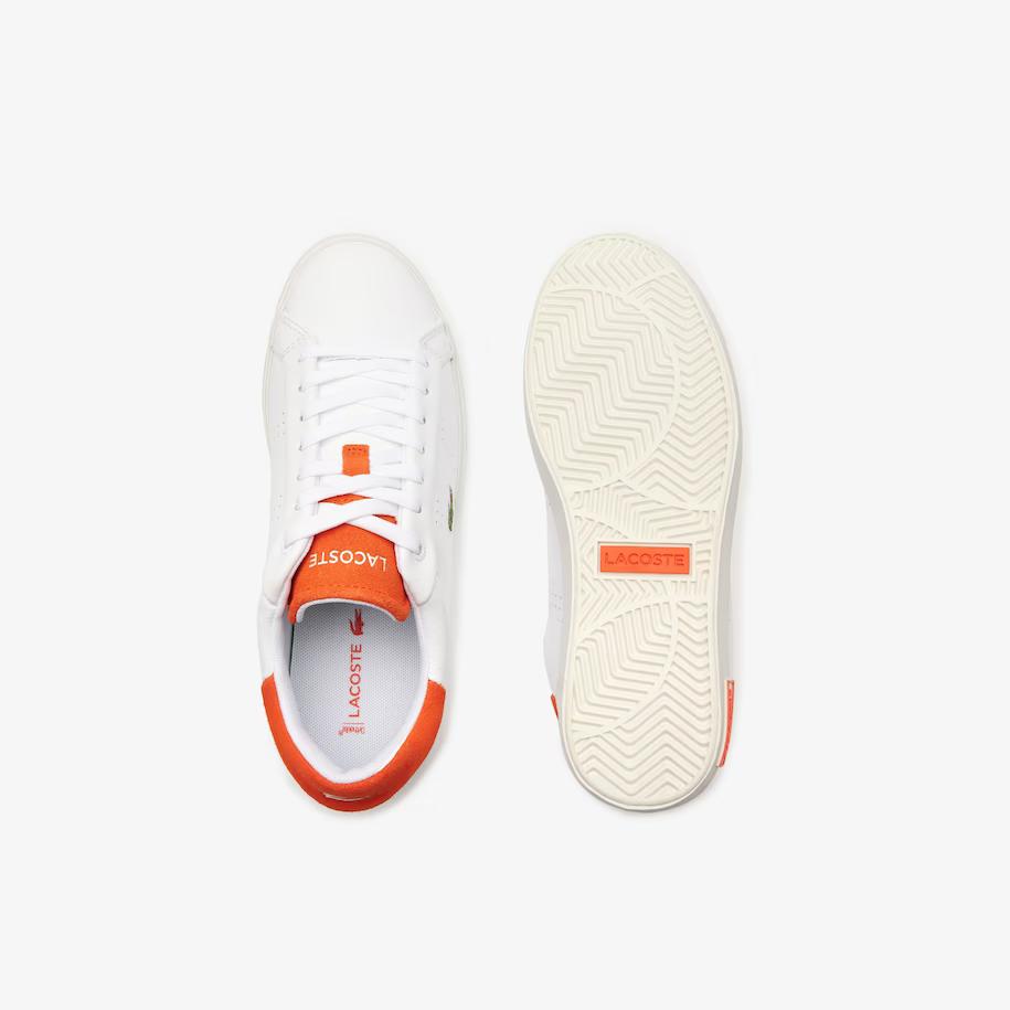 Giày Lacoste Powercourt 2.0 Orange Leather Sneakers Nữ Trắng Cam