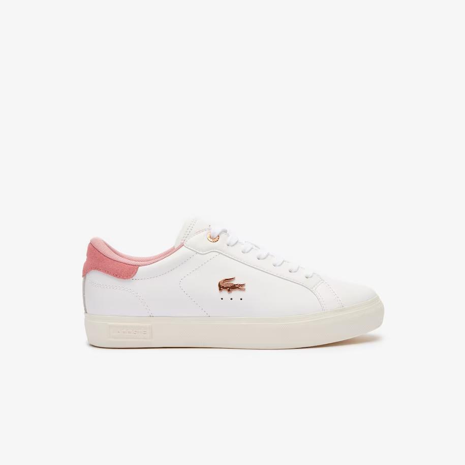 Giày Lacoste Powercourt Leather Sneakers Nữ Trắng Hồng