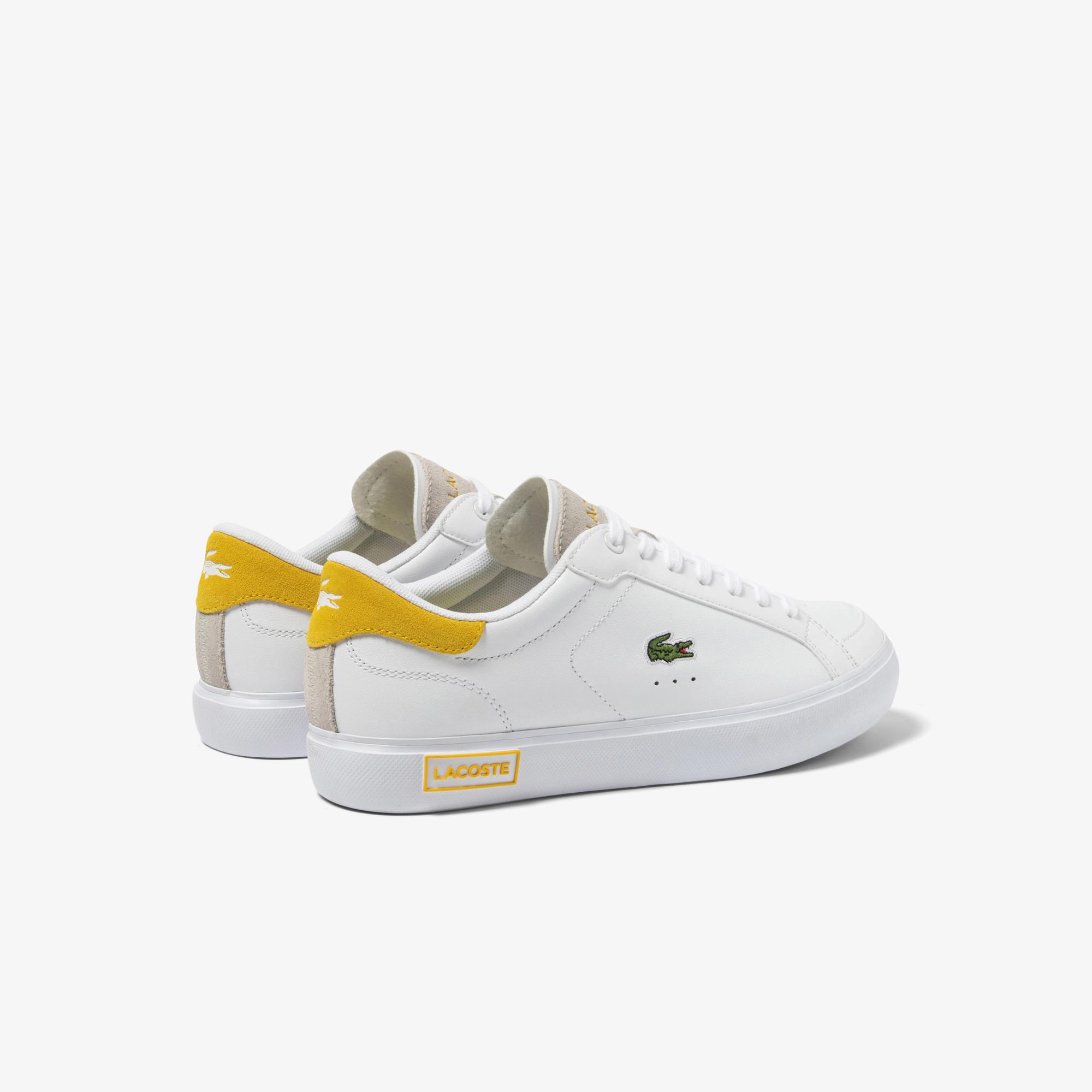 Giày Lacoste Powercourt Leather Sneakers Nữ Trắng Vàng