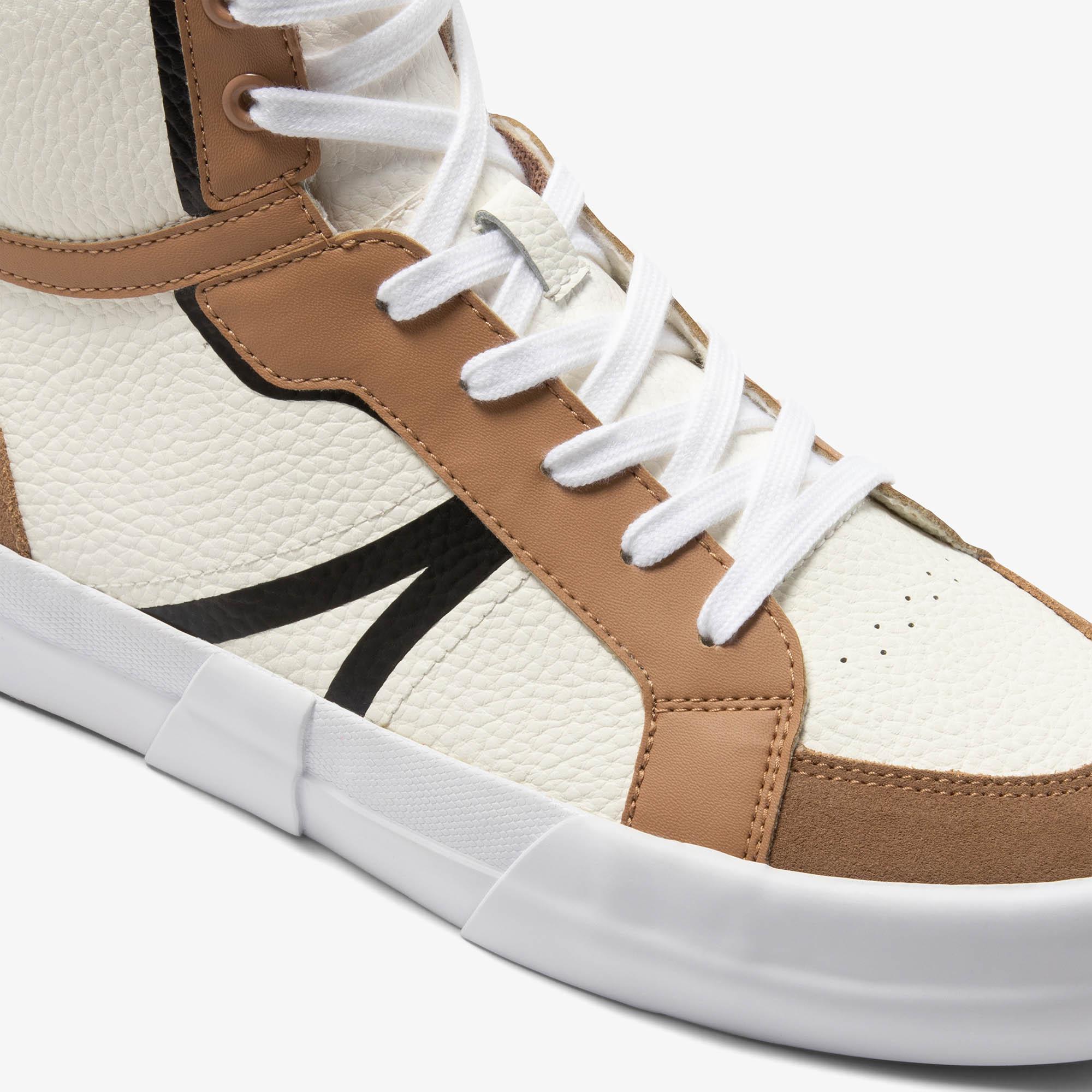 Giày Lacoste L004 Mid Leather Sneakers Nam Trắng Nâu