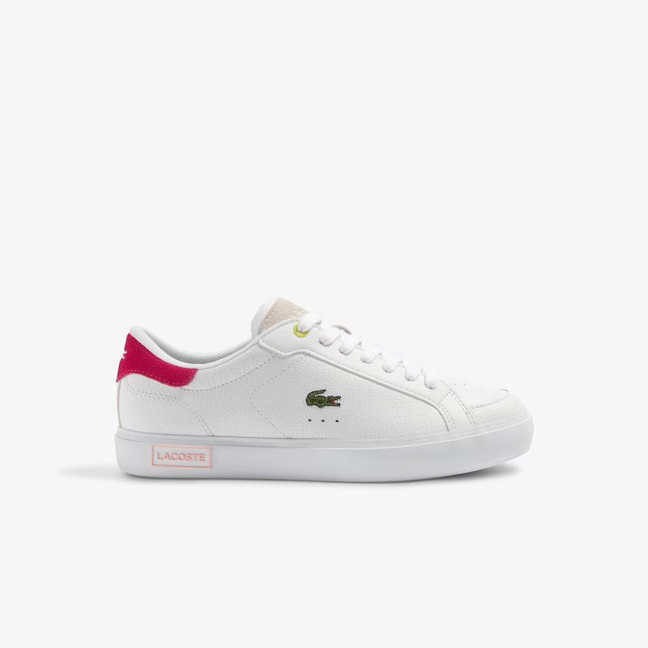 Giày Lacoste Powercourt Leather Sneakers Nữ Trắng Hồng Xanh