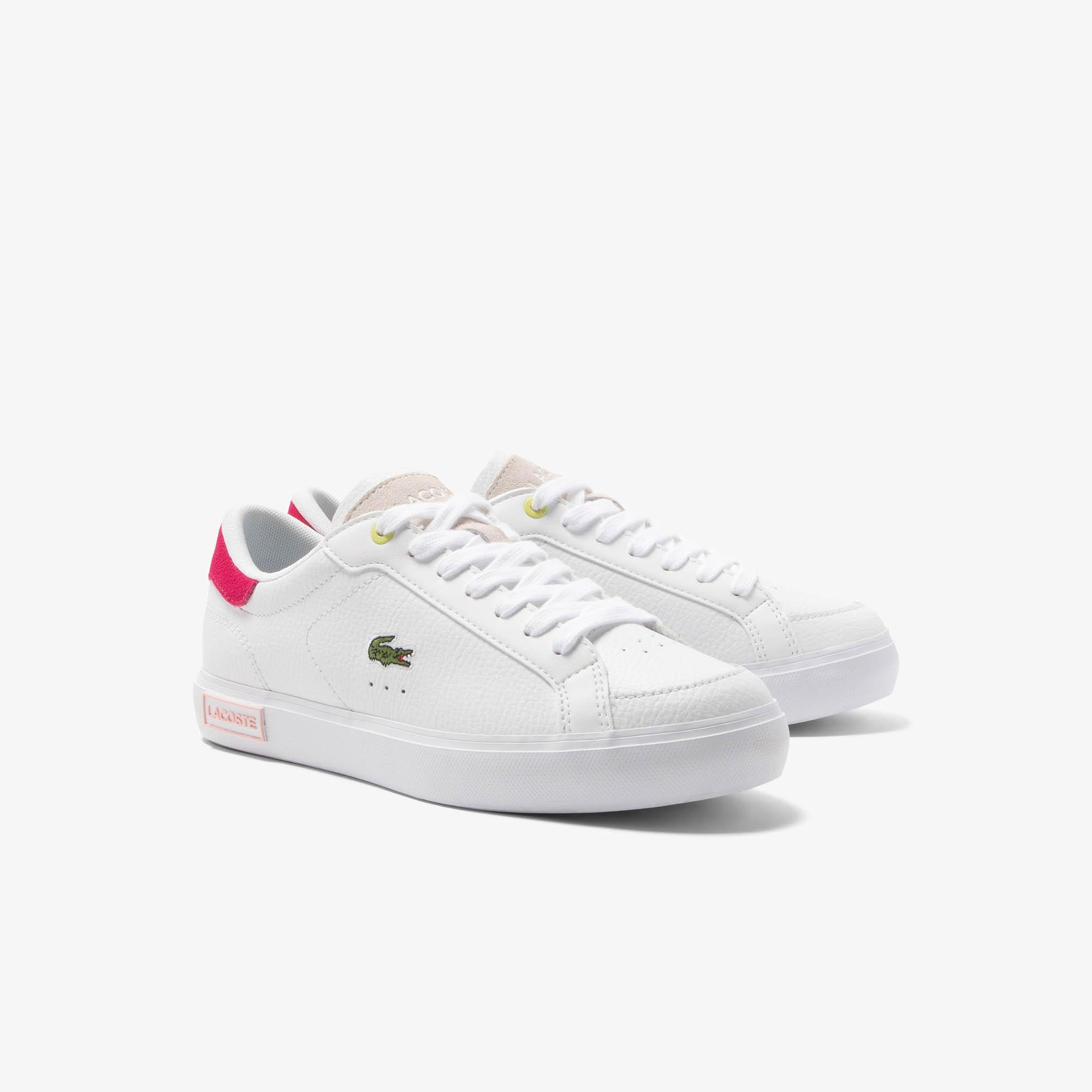 Giày Lacoste Powercourt Leather Sneakers Nữ Trắng Hồng Xanh