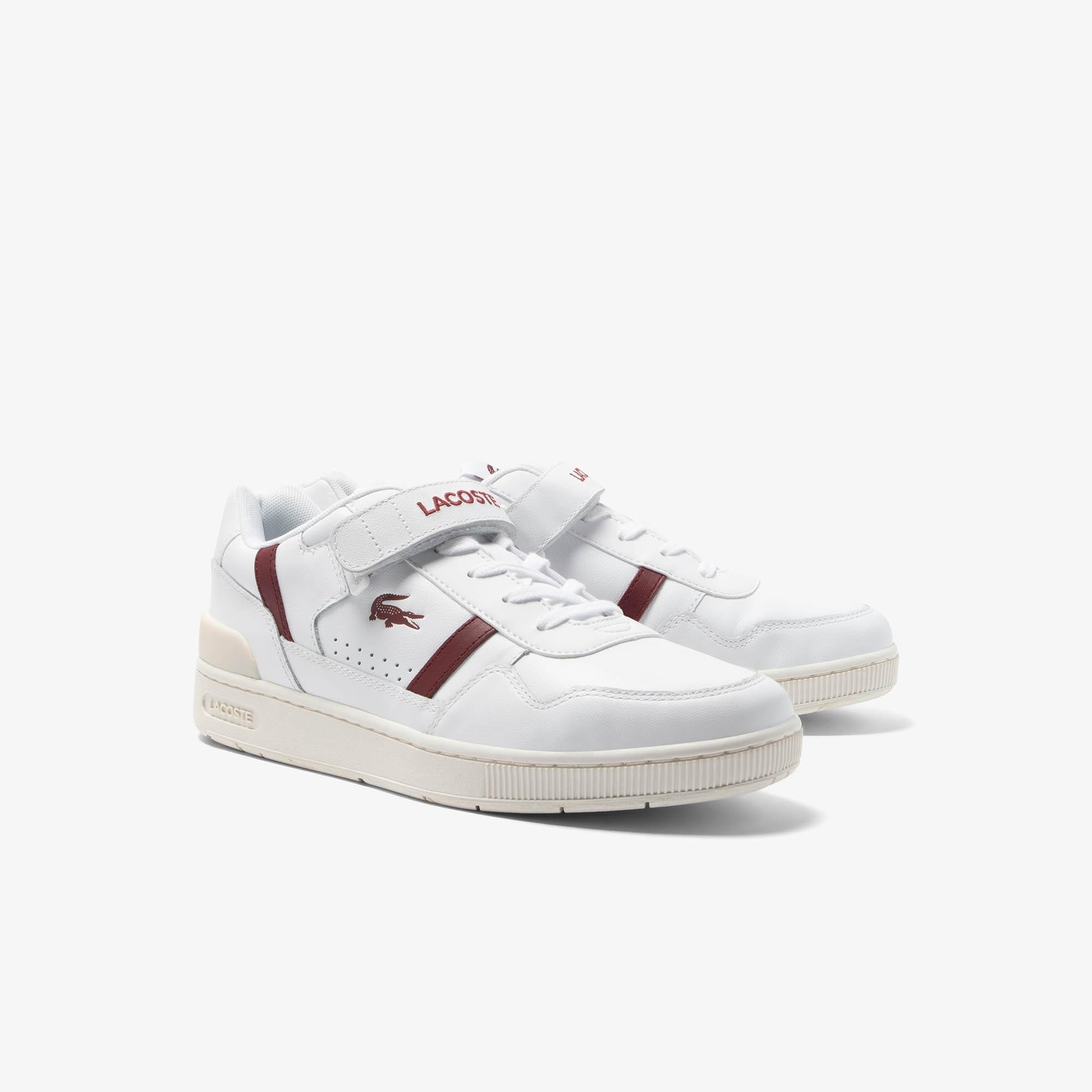 Giày Lacoste T-Clip Velcro Leather Sneakers Nữ Trắng Đỏ