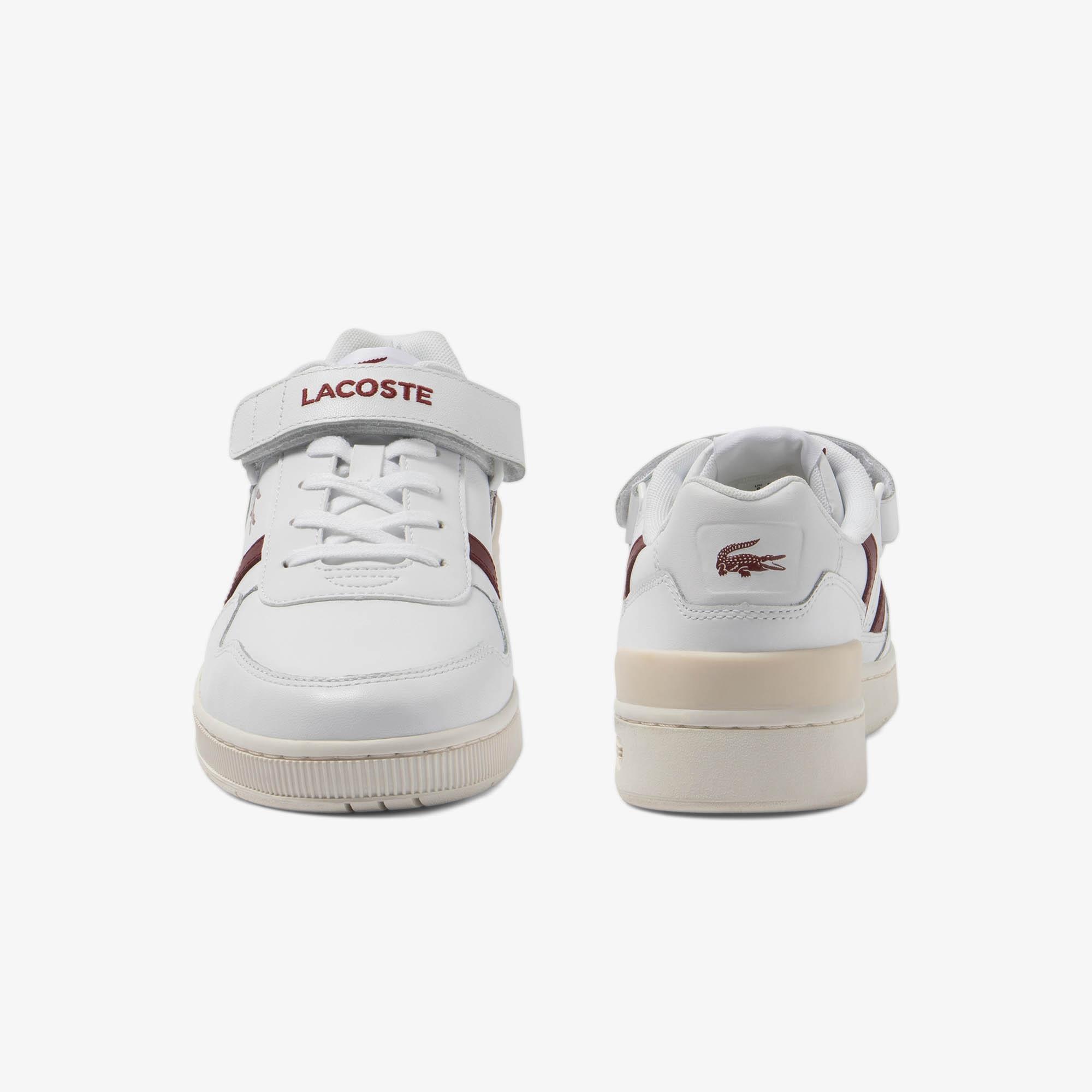 Giày Lacoste T-Clip Velcro Leather Sneakers Nữ Trắng Đỏ