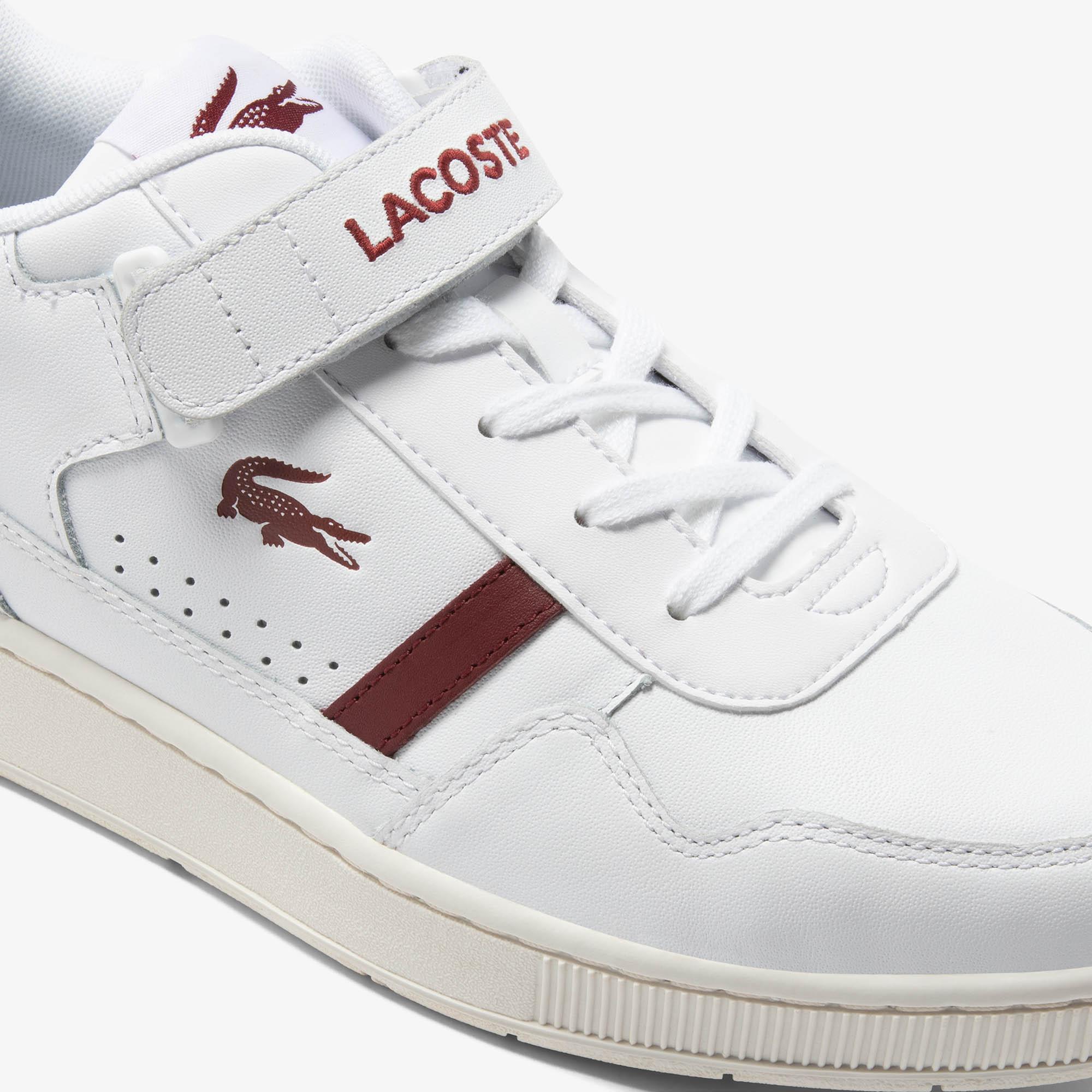 Giày Lacoste T-Clip Velcro Leather Sneakers Nữ Trắng Đỏ