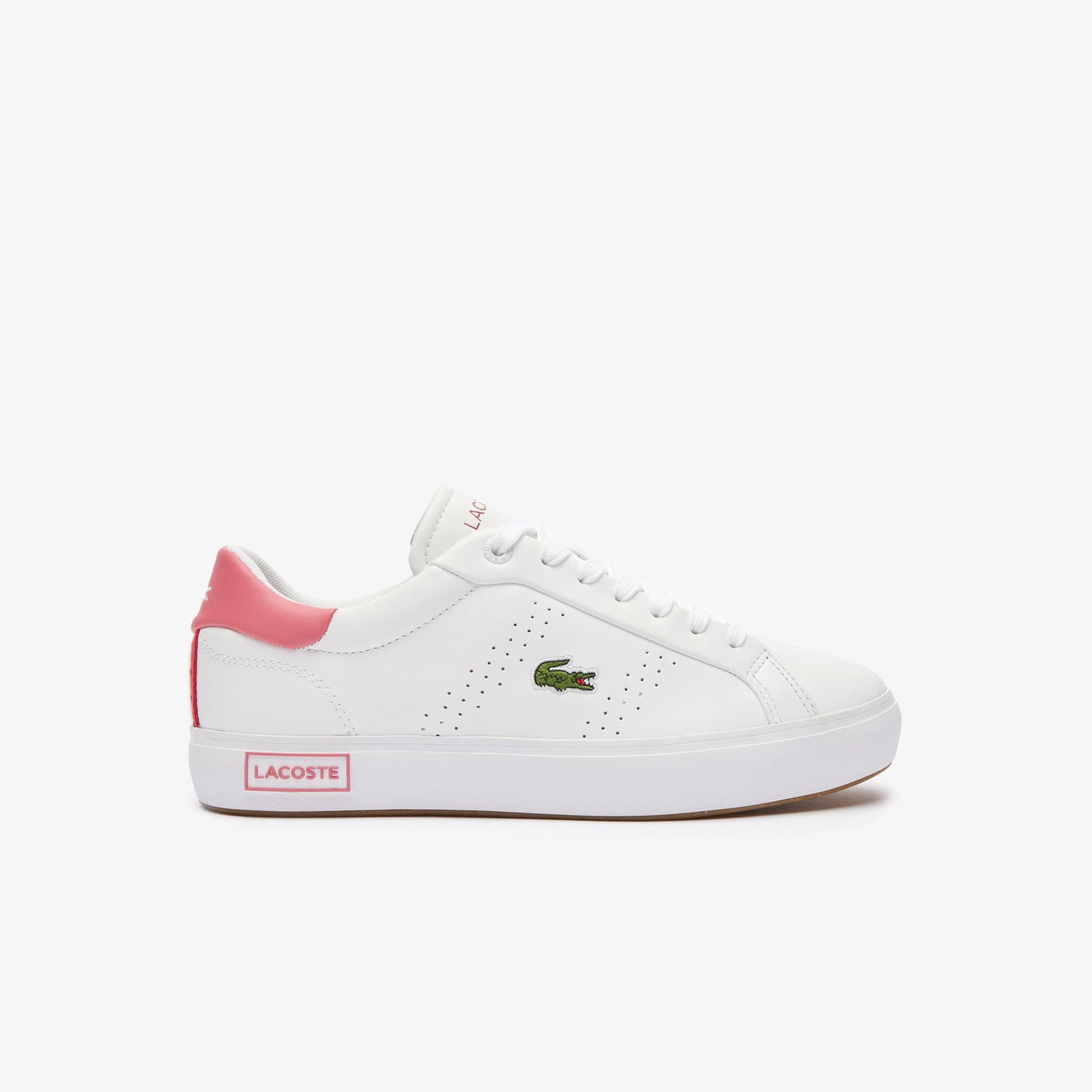 Giày Lacoste Powercourt 2.0 Contrasted Leather Sneakers Nữ Trắng Hồng