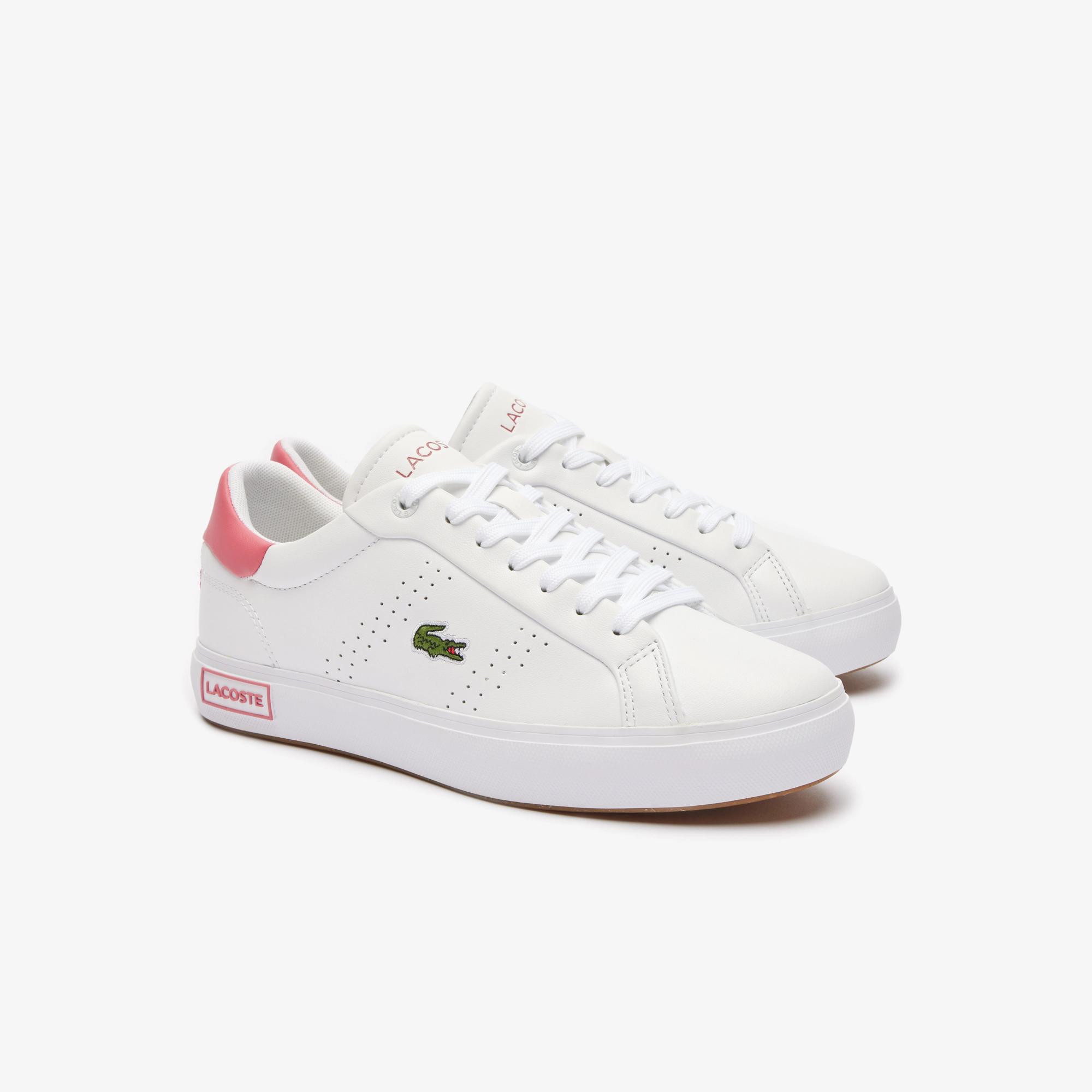 Giày Lacoste Powercourt 2.0 Contrasted Leather Sneakers Nữ Trắng Hồng