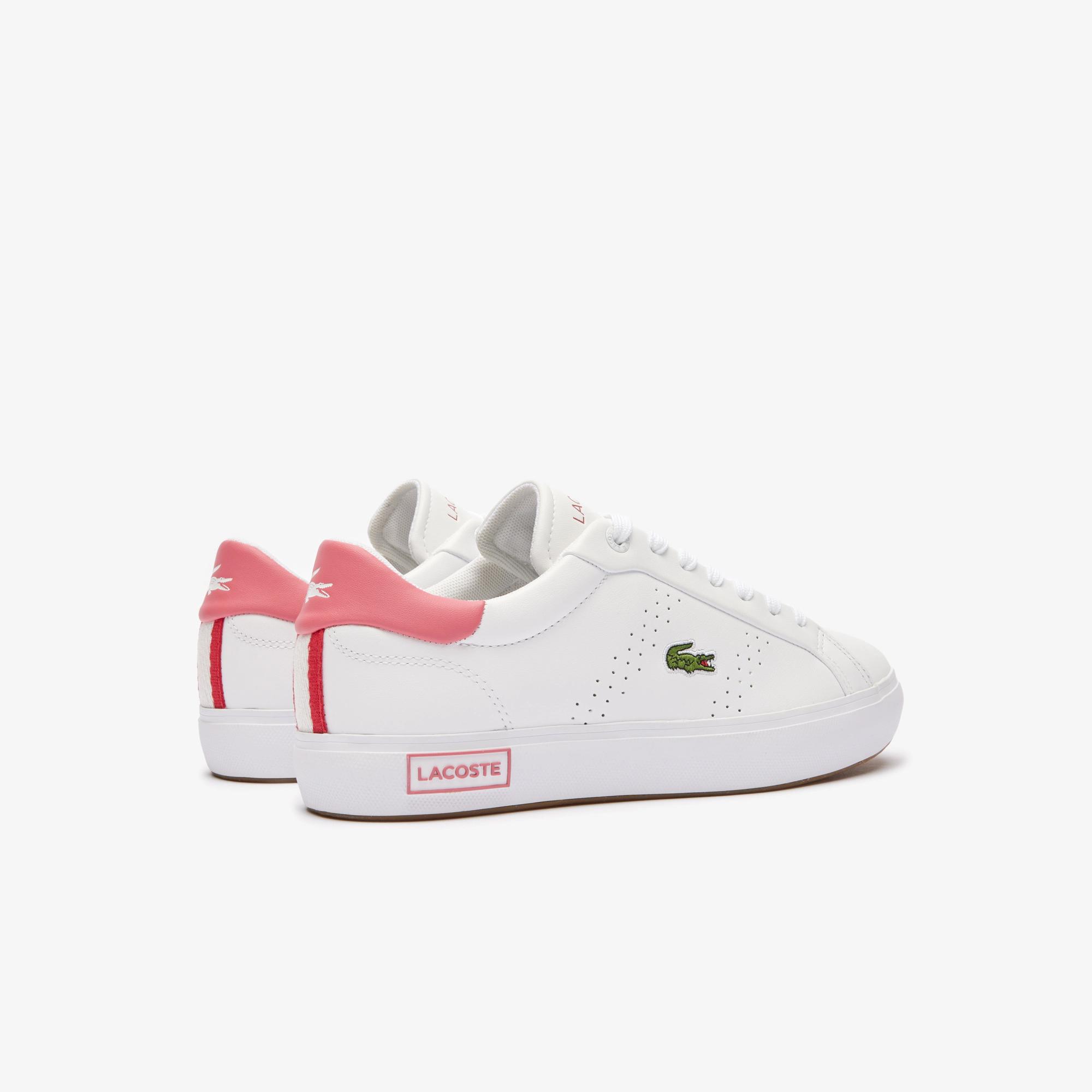 Giày Lacoste Powercourt 2.0 Contrasted Leather Sneakers Nữ Trắng Hồng