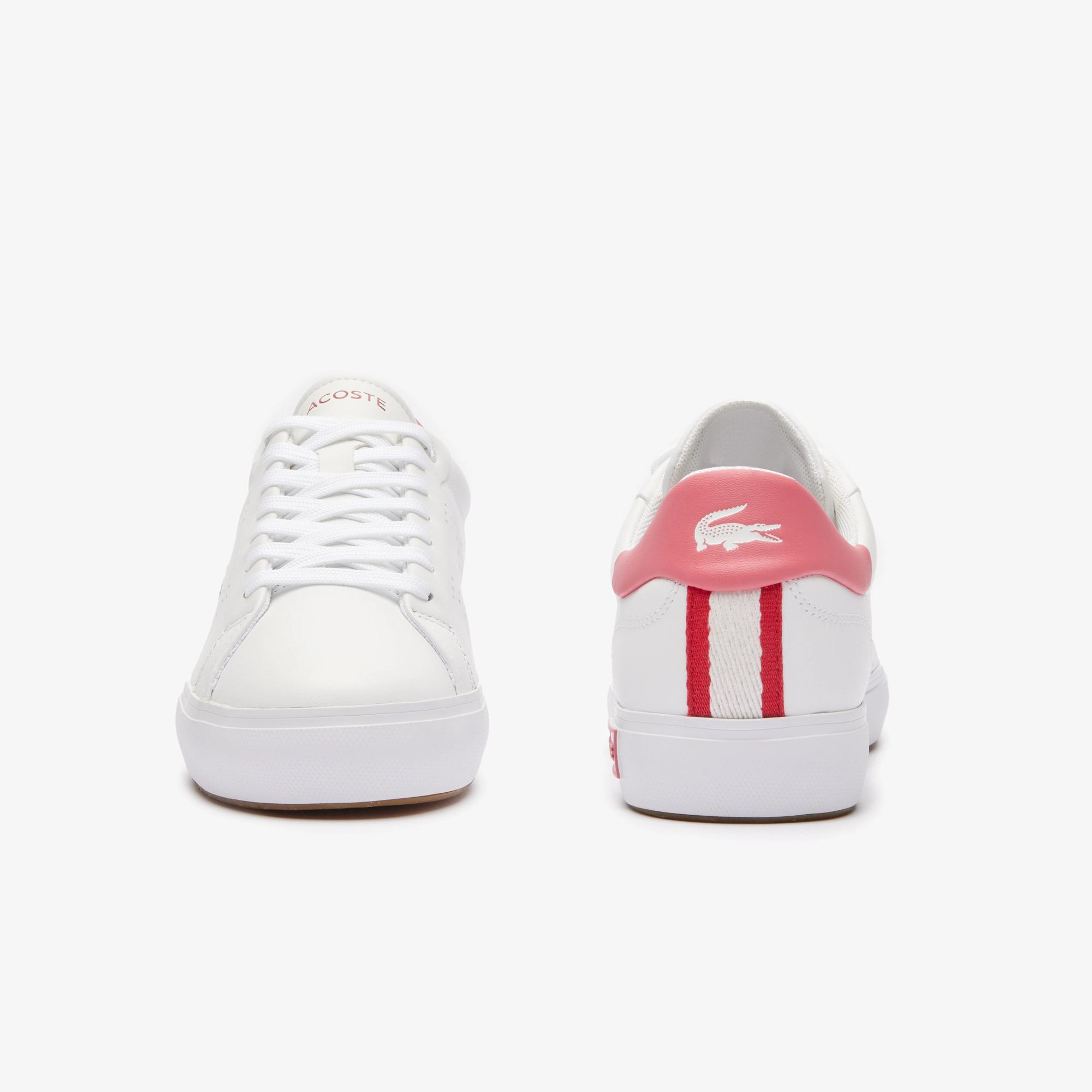 Giày Lacoste Powercourt 2.0 Contrasted Leather Sneakers Nữ Trắng Hồng