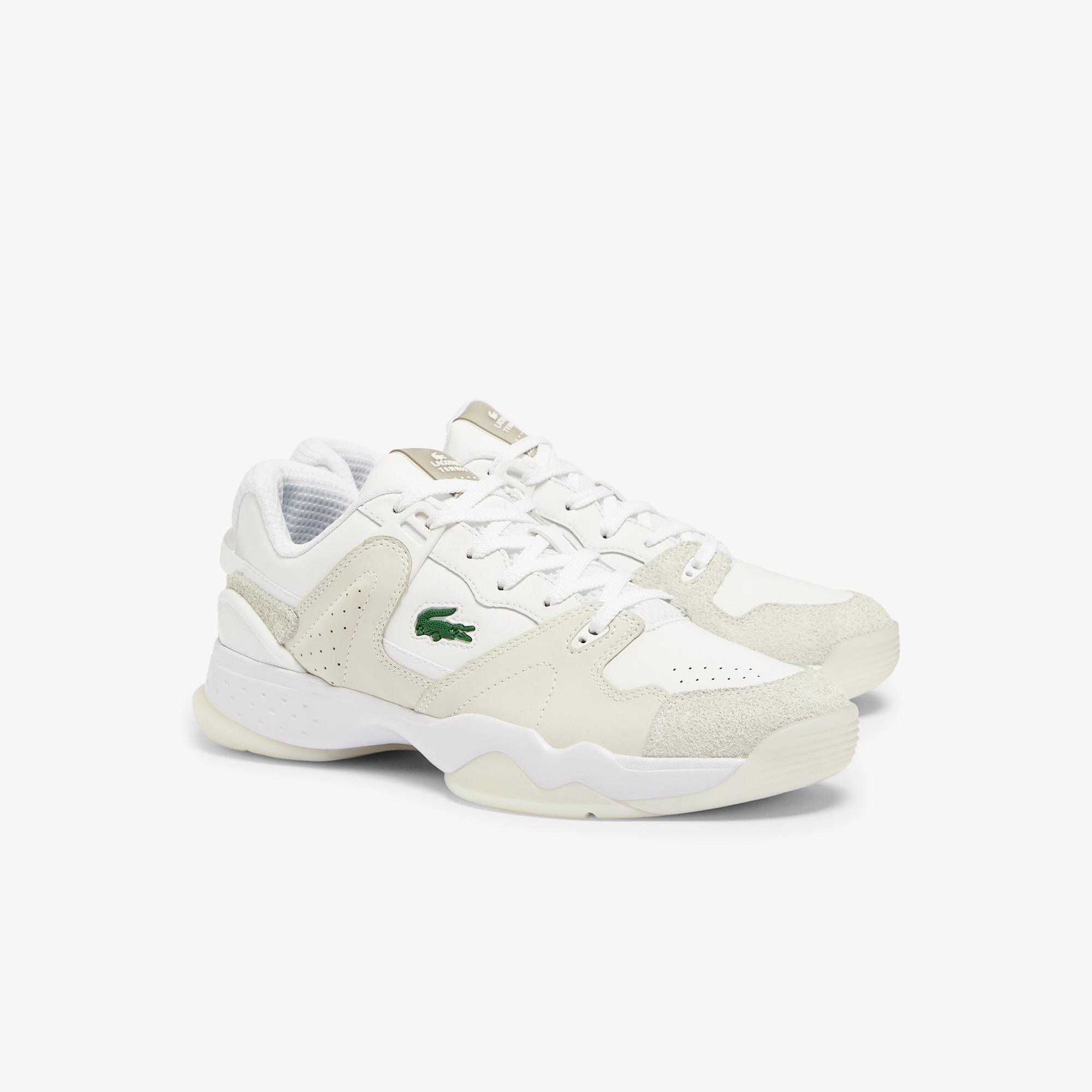 Giày Lacoste T-Point Leather And Suede Sneakers Nam Trắng