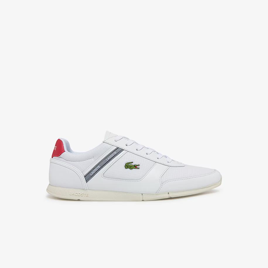 Giày Lacoste Menerva Sport Leather Accent Sneakers Nam Trắng Đỏ