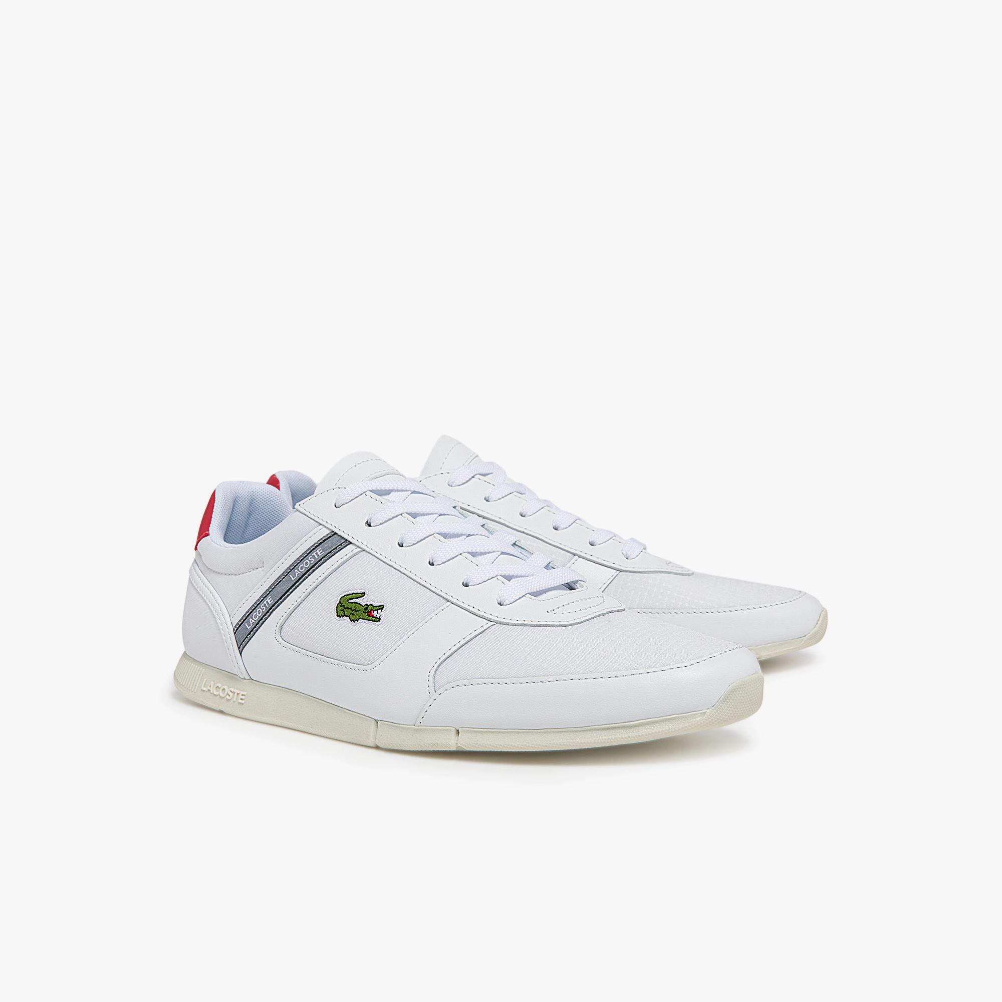 Giày Lacoste Menerva Sport Leather Accent Sneakers Nam Trắng Đỏ