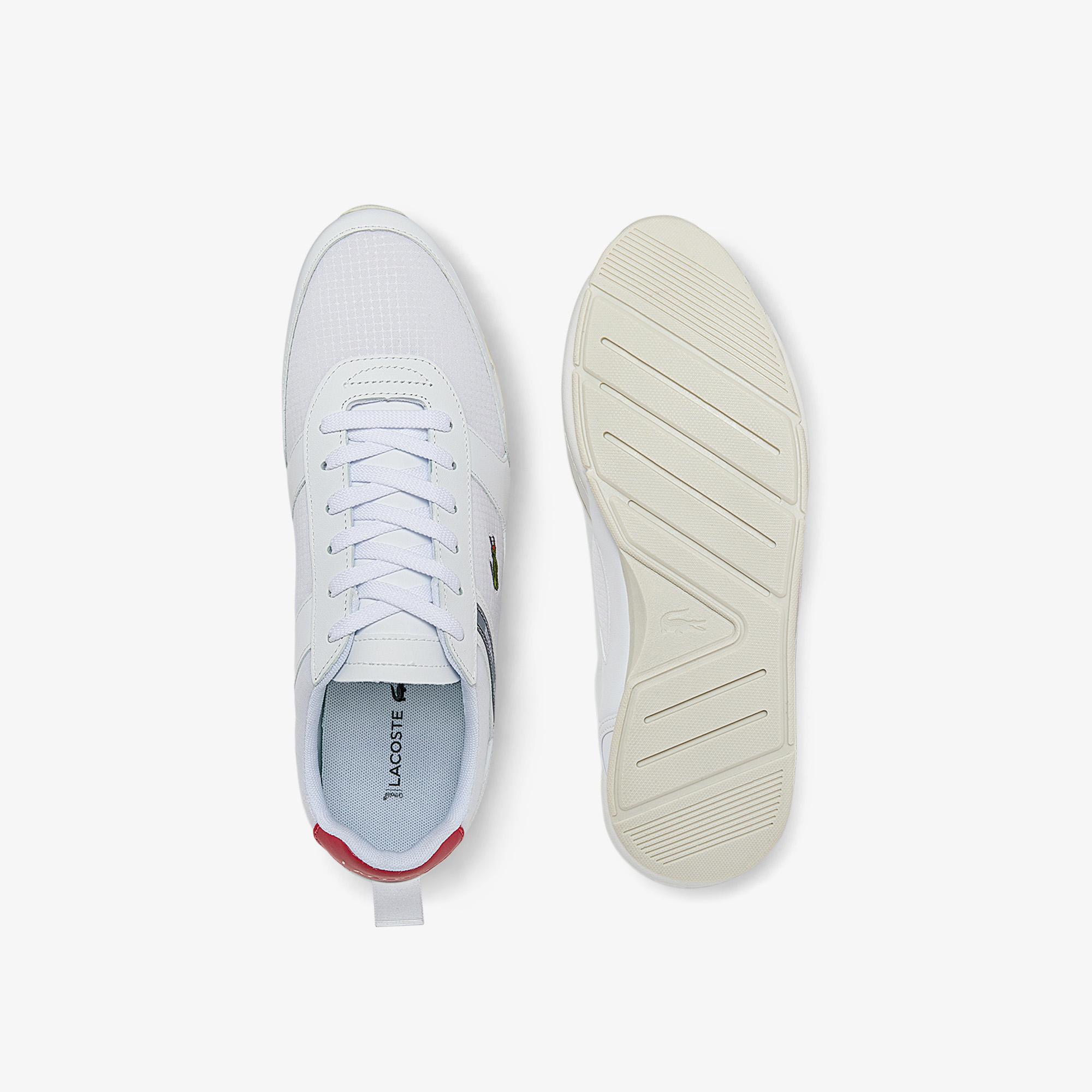 Giày Lacoste Menerva Sport Leather Accent Sneakers Nam Trắng Đỏ