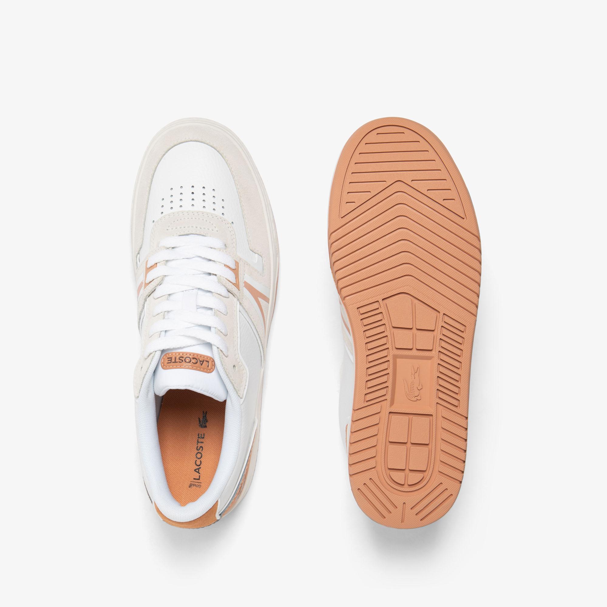 Giày Lacoste L001 Sport-Inspired Leather Sneakers Nam Trắng Nâu